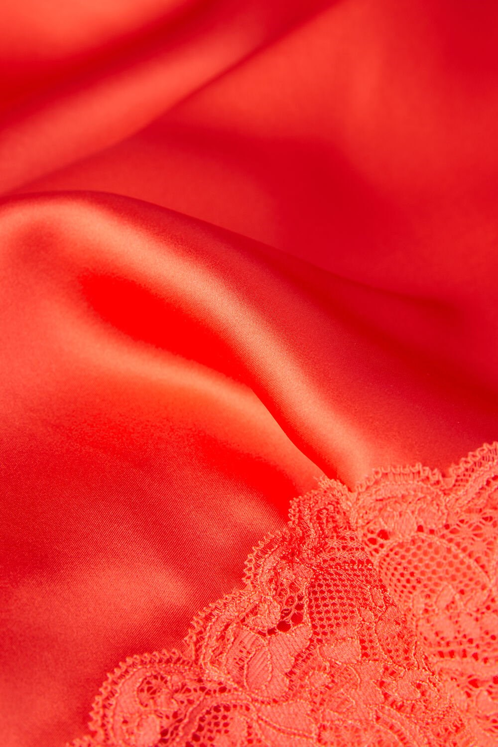 Orange - 219j - Flame Scarlet Intimissimi Silk Slip with Lace Insert Detail | DQUM-97486