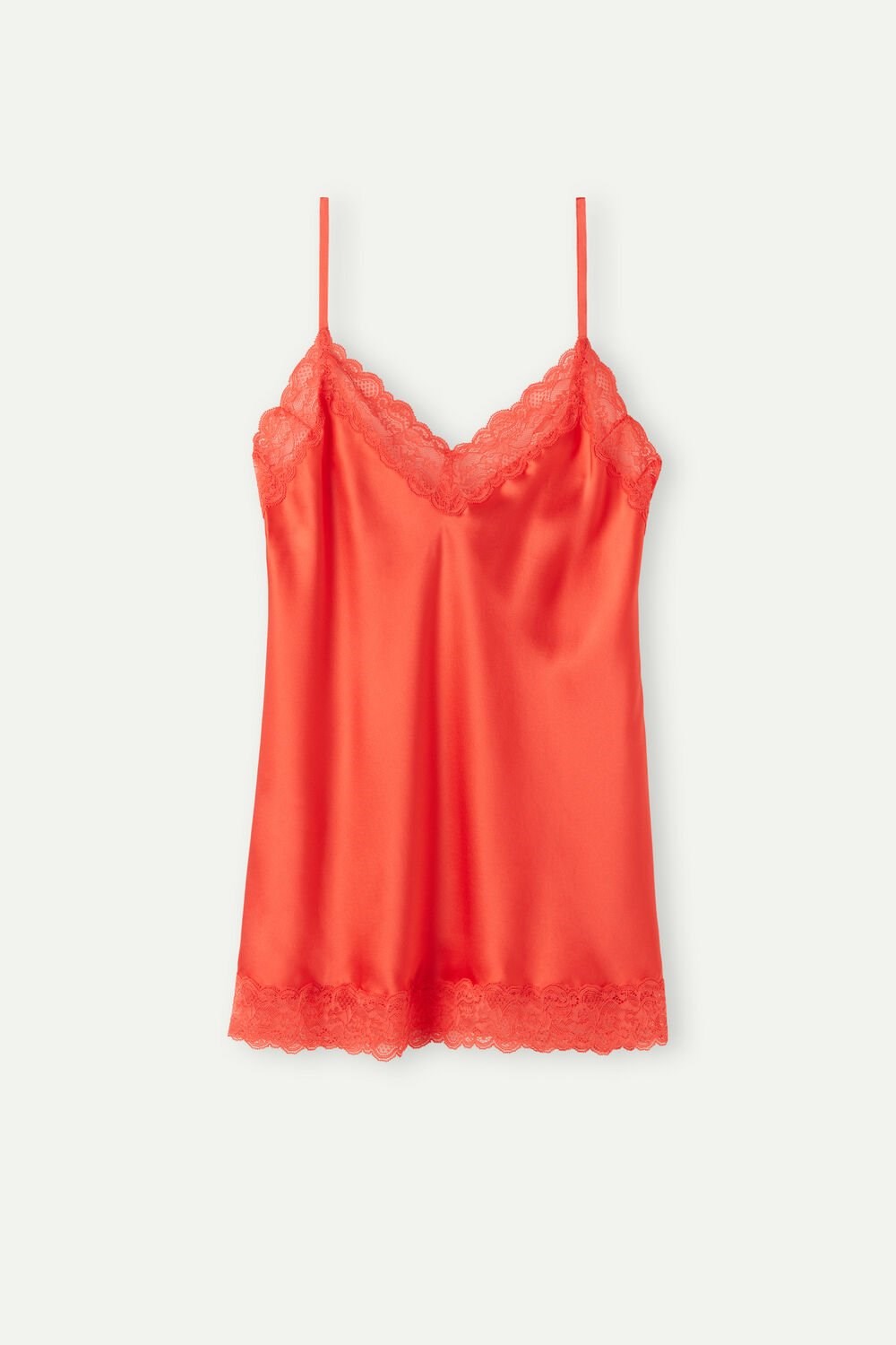 Orange - 219j - Flame Scarlet Intimissimi Lace and Silk Top | HXJQ-09145