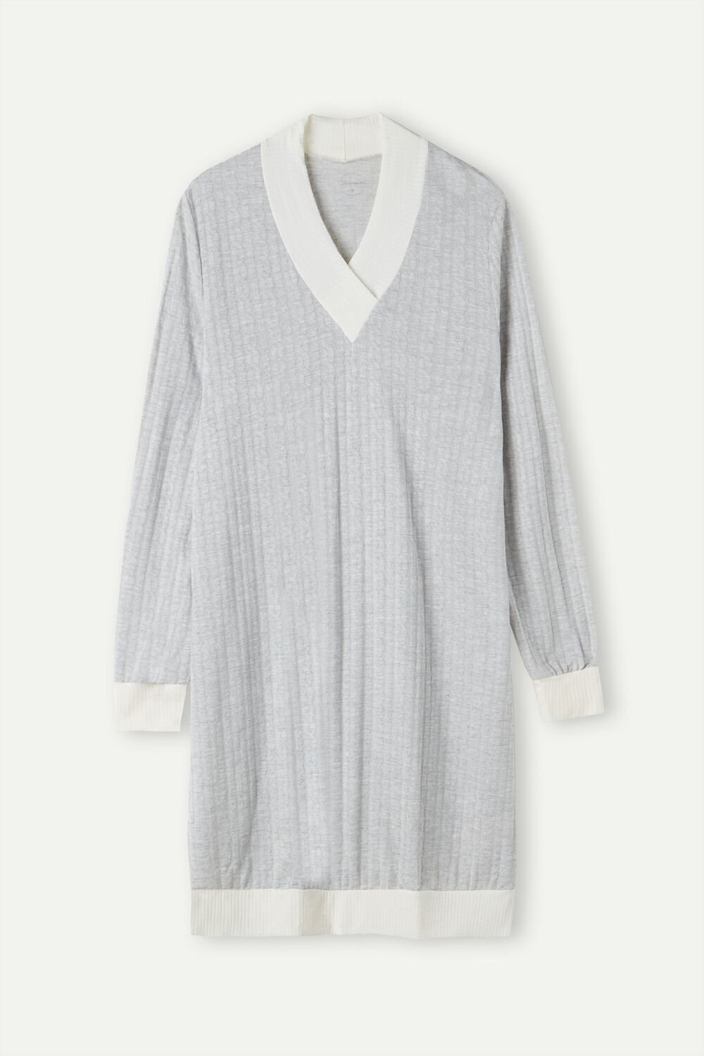 Pale Grey - 154j - Grey Heather / Powder White Intimissimi Timeless Heritage Night Shirt | THBR-74389