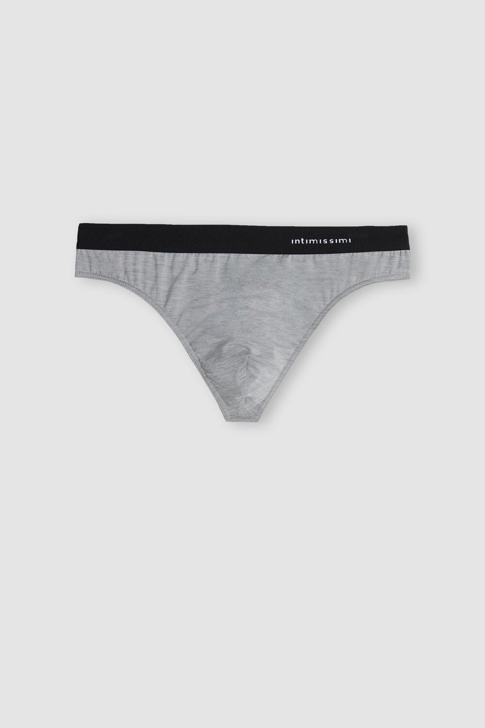 Pale Grey - 9958 - Light Grey Blend Intimissimi Logo Detailed Microfiber Thong | WENR-17489