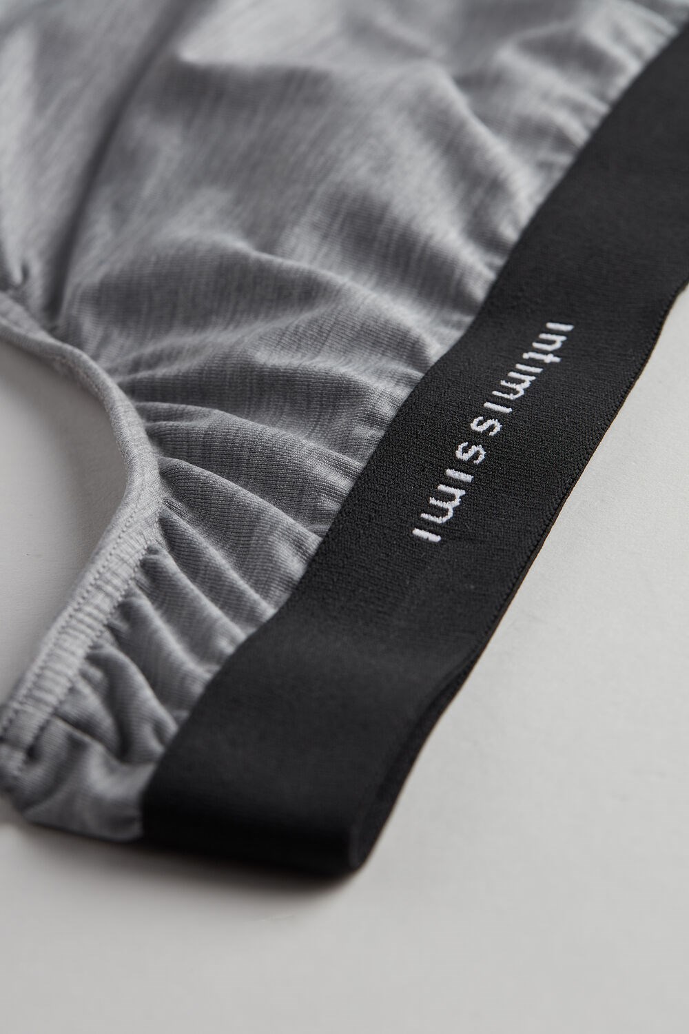 Pale Grey - 9958 - Light Grey Blend Intimissimi Logo Detailed Microfiber Thong | WENR-17489