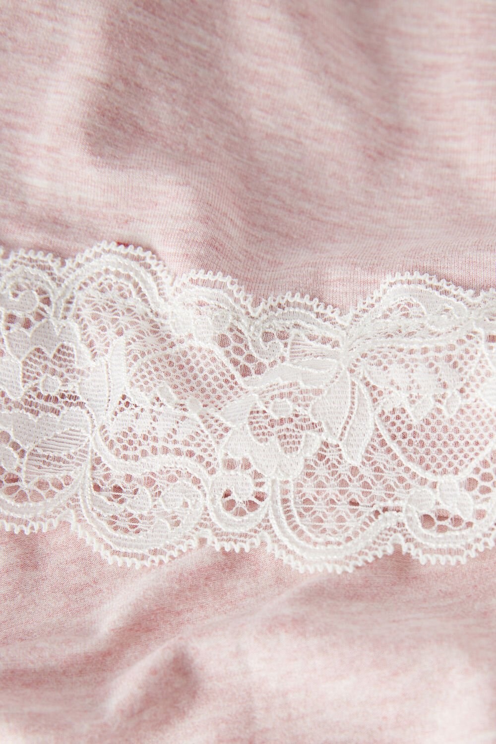 Pale Pink - 008j - Heathered Light Pink Intimissimi Modal Lace Detail Robe | UNWY-84930