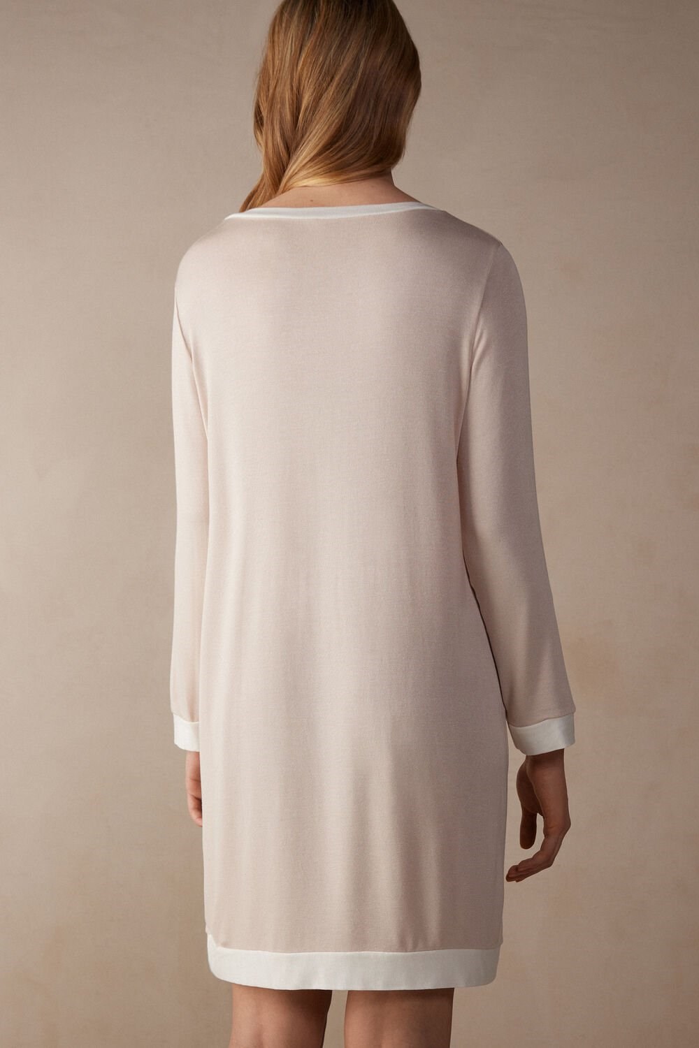 Pale Pink - 227j - Silk Pink / Talc White Intimissimi Simple Elegance Night Shirt | LDCF-38402