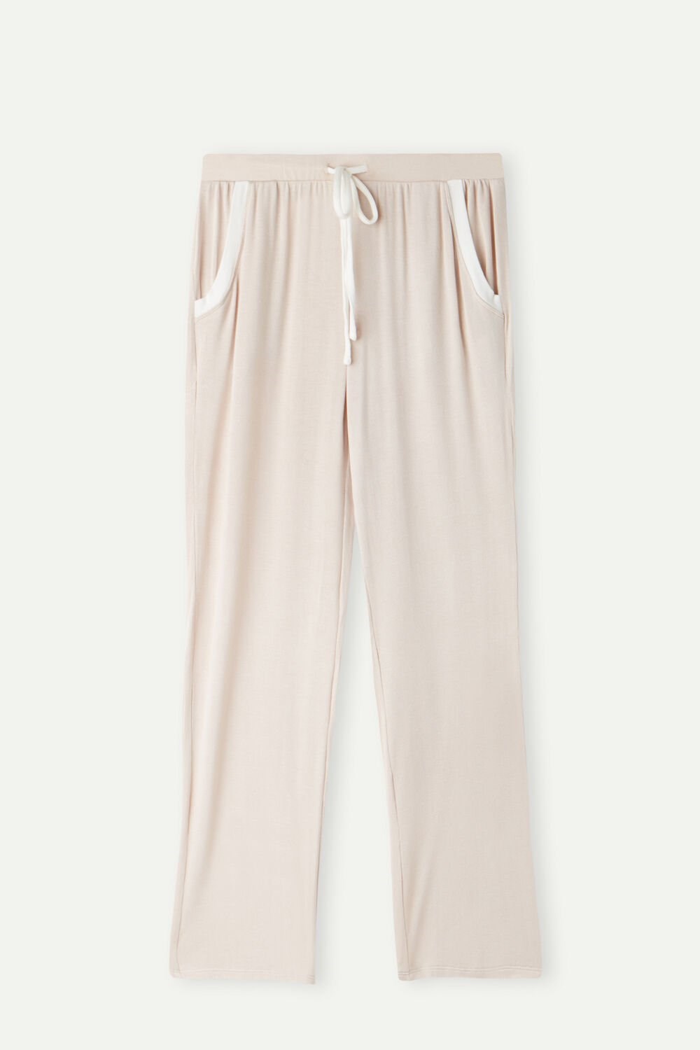 Pale Pink - 227j - Silk Pink / Talc White Intimissimi Simple Elegance Full Length Pants in Modal | LMRU-48075