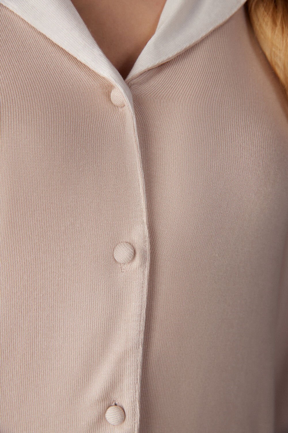 Pale Pink - 227j - Silk Pink / Talc White Intimissimi Simple Elegance Open Front Cardigan in Modal | SMBQ-72486