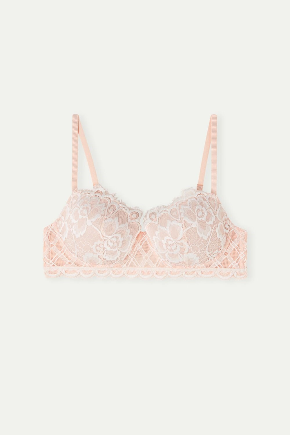 Pale Pink - 885i - Light Pink / Ivory Intimissimi Floral Groove Sofia Balconette Bra | PWCI-38721