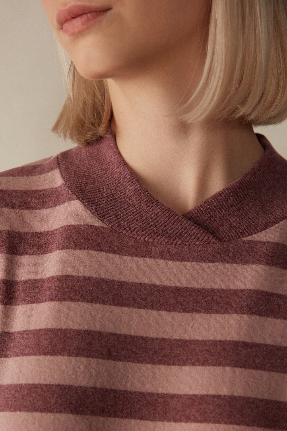 Pink - 158j - Pink / Dark Pink Stripe Intimissimi Winter Candies Striped Long Sleeve Top | AVRK-41236