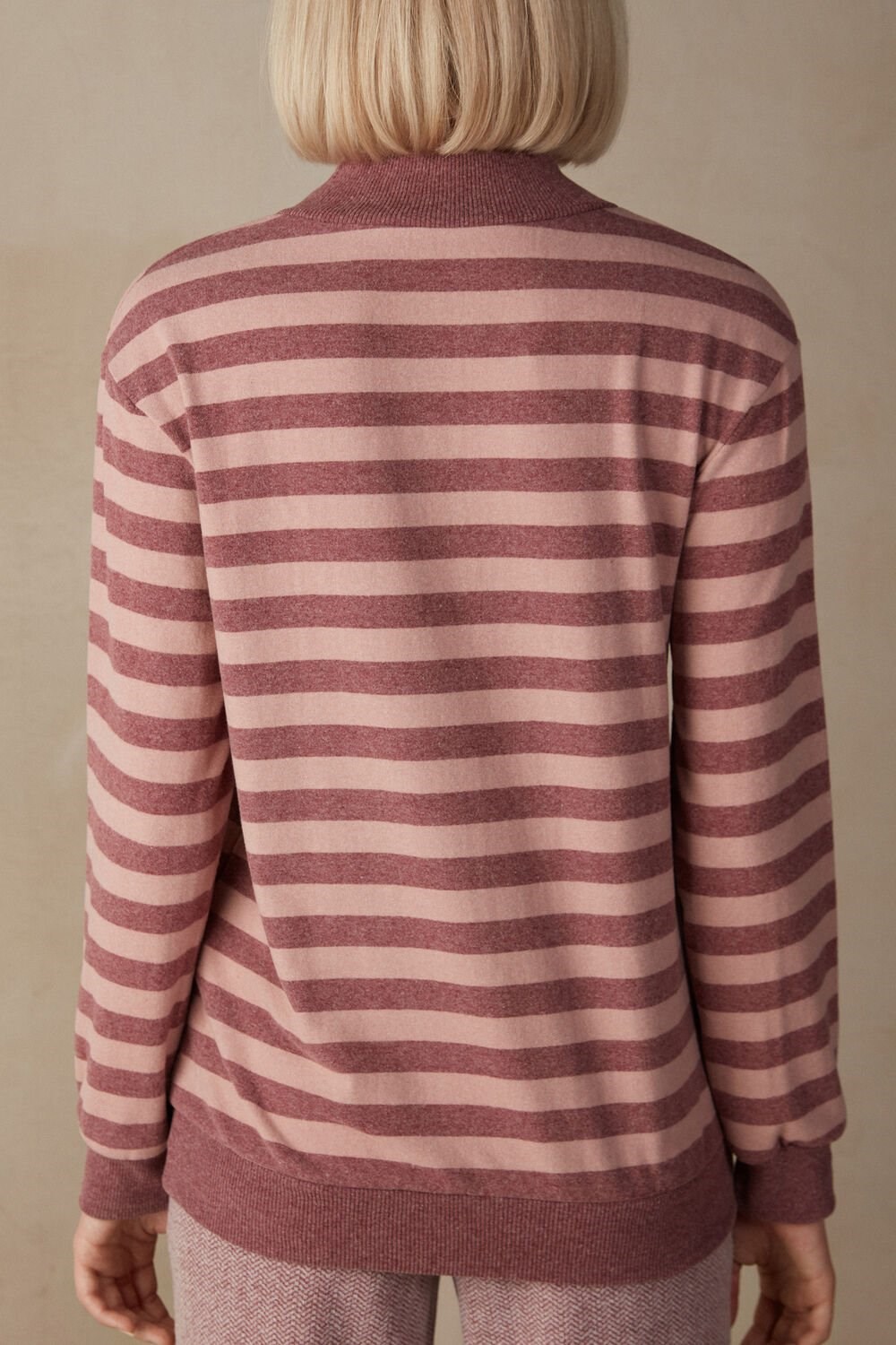 Pink - 158j - Pink / Dark Pink Stripe Intimissimi Winter Candies Striped Long Sleeve Top | AVRK-41236