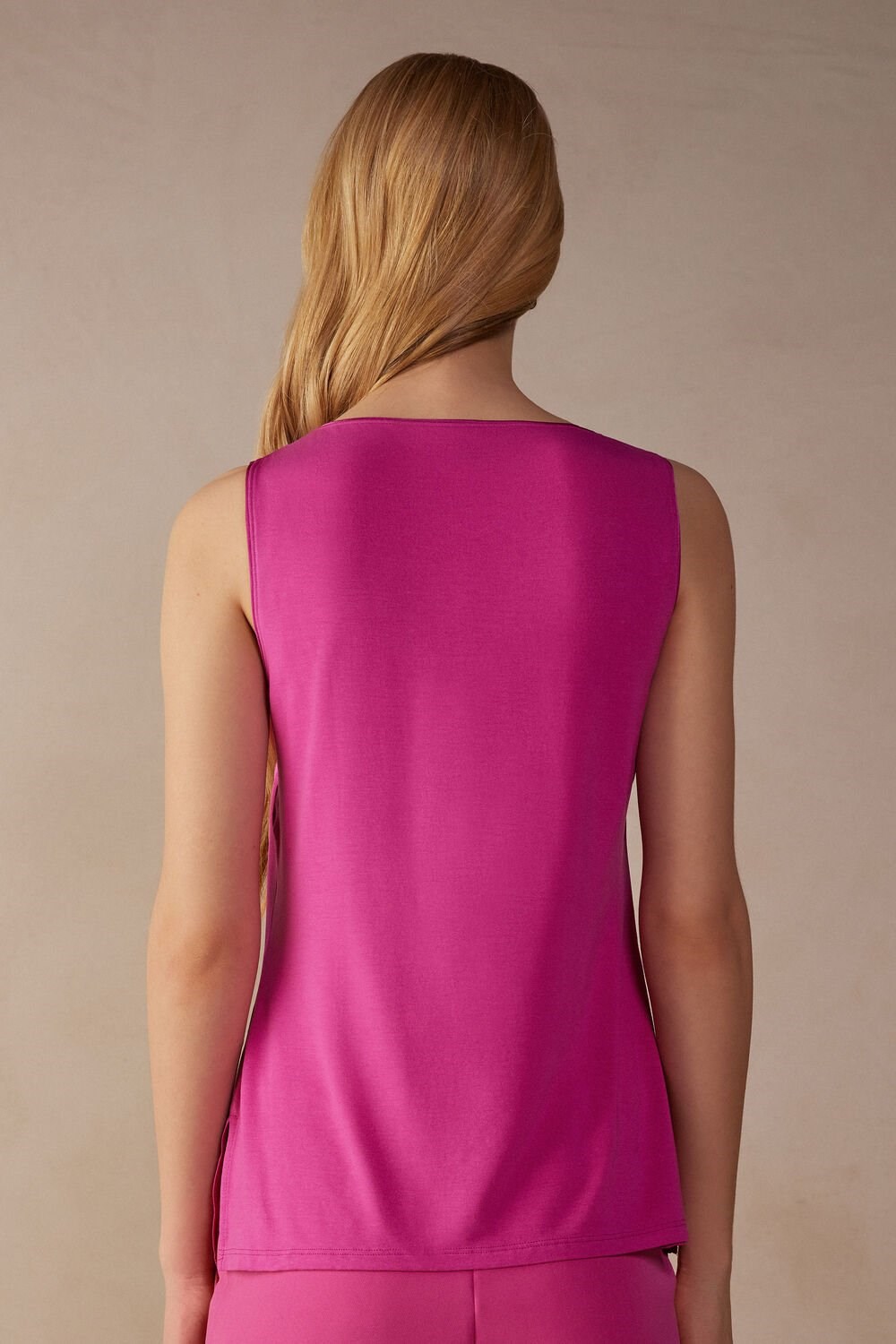 Pink - 206j - Valentine Pink Intimissimi Silk and Modal Tank Top | NALK-28651