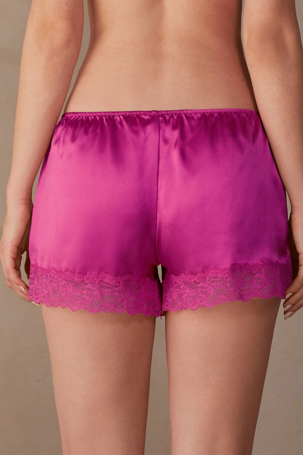 Pink - 206j - Valentine Pink Intimissimi Silk Shorts | NRXS-25641