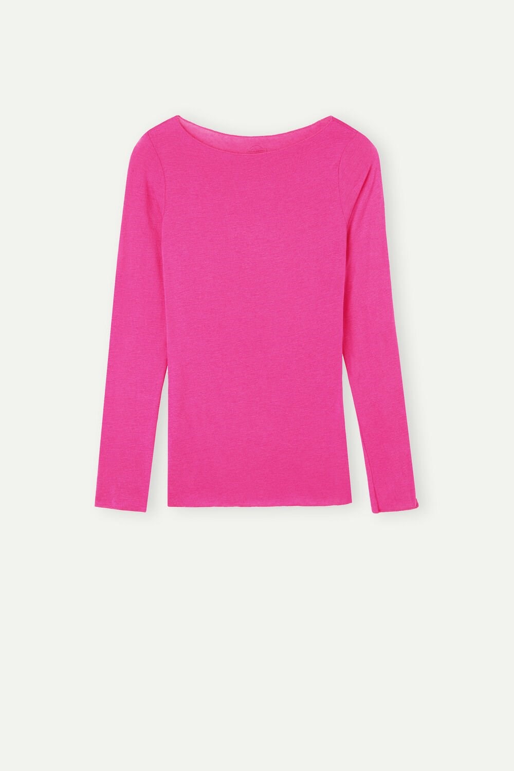 Pink - 206j - Valentine Pink Intimissimi Boat Neck Modal Cashmere Ultralight Top | PIFR-74510