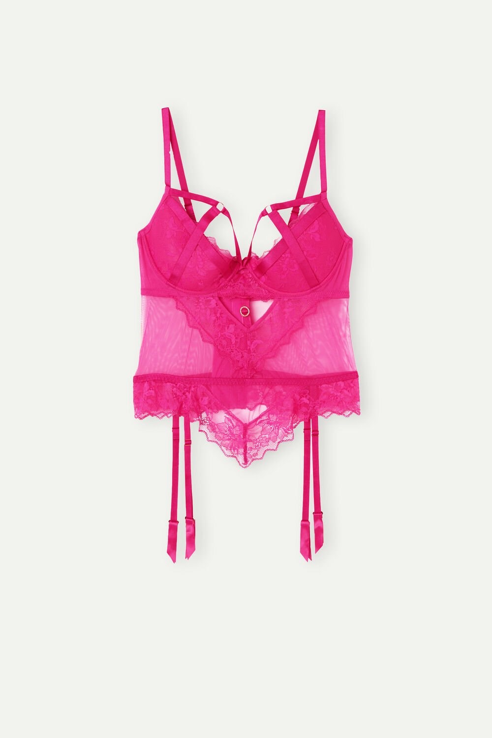 Pink - 206j - Valentine Pink Intimissimi Fearless Femininity Guipure Demi-Cup Bra | SHOD-81709