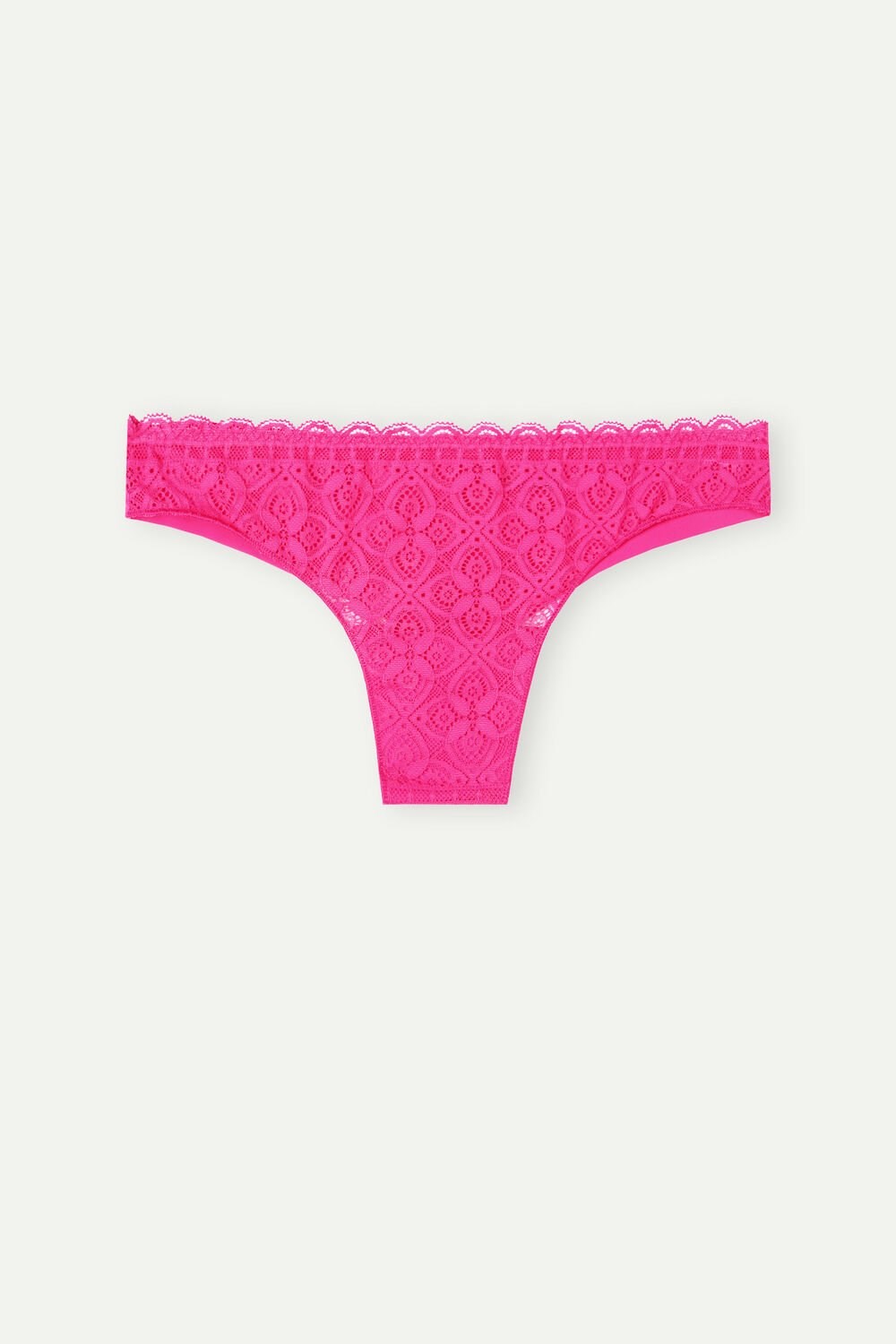 Pink - 206j - Valentine Pink Intimissimi Lace and Microfiber Brazilian | TVJP-83012