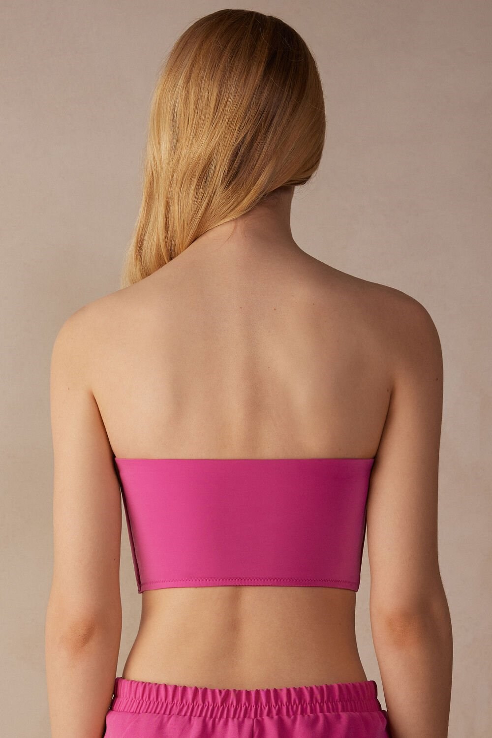 Pink - 206j - Valentine Pink Intimissimi Bustier Bra Top in Ultralight Microfiber | TYEX-14267