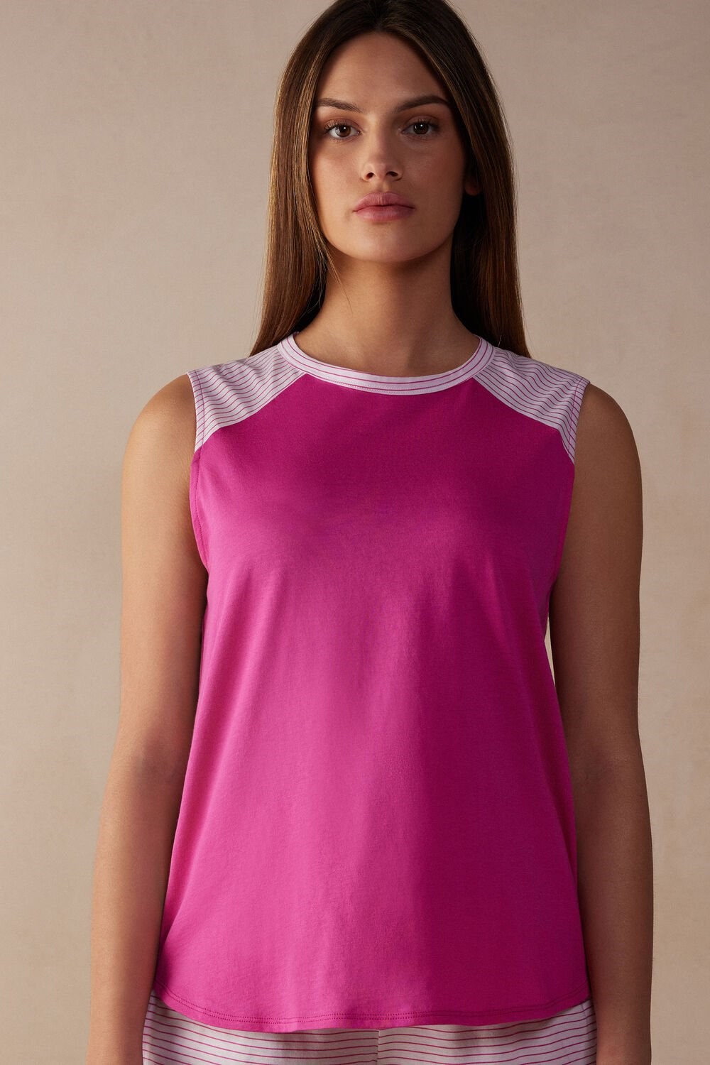 Pink - 206j - Valentine Pink Intimissimi Strawberry Milkshake Tank Top in Supima® Ultrafresh Cotton | UDPH-75134