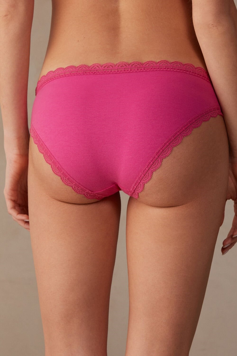 Pink - 206j - Valentine Pink Intimissimi Cotton and Lace Panties | UPXQ-76031