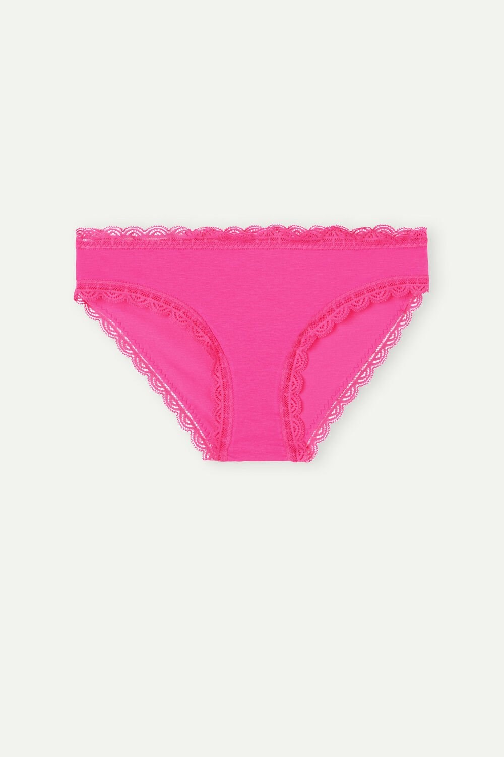 Pink - 206j - Valentine Pink Intimissimi Cotton and Lace Panties | UPXQ-76031