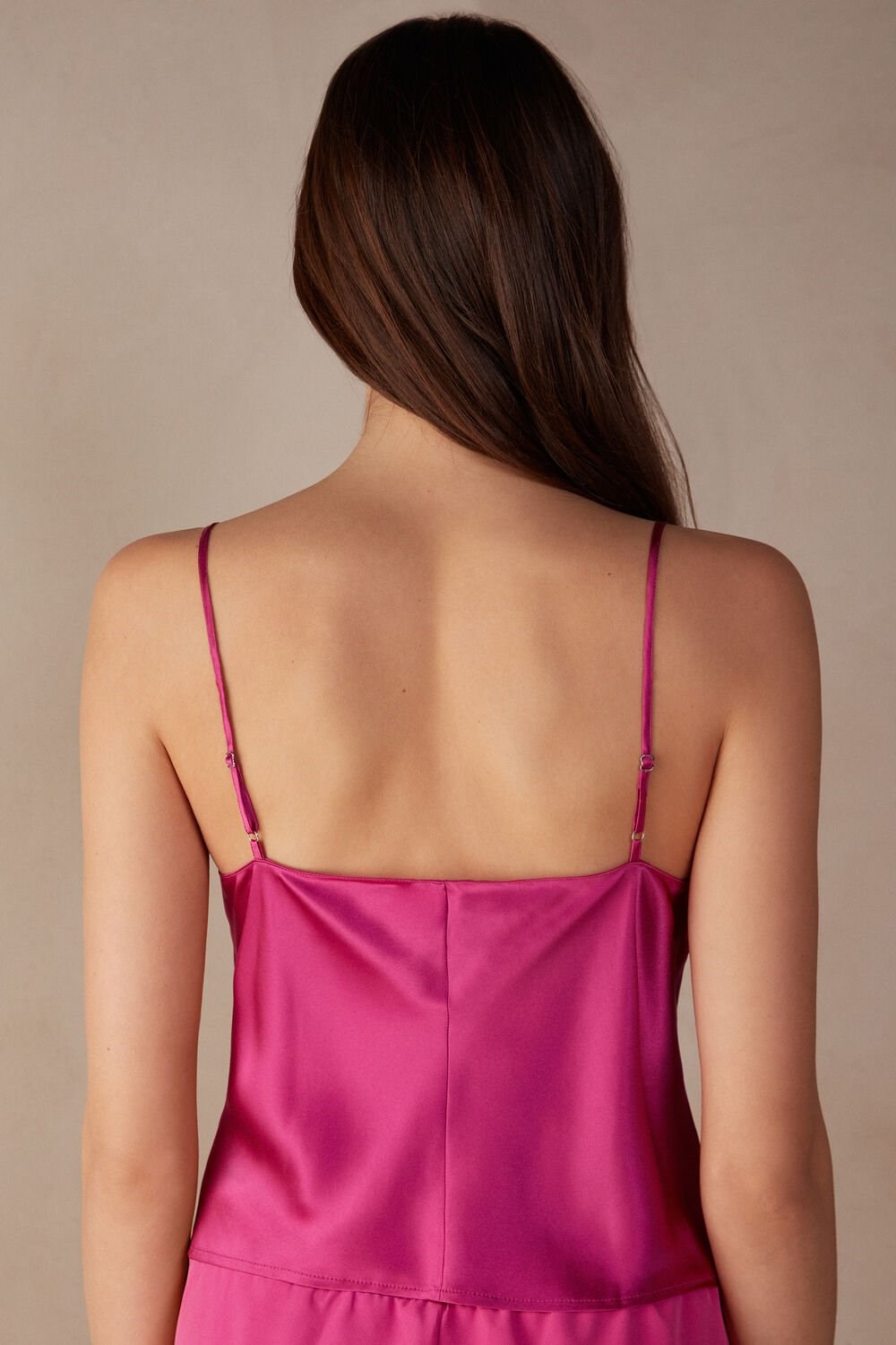 Pink - 206j - Valentine Pink Intimissimi Silk Crop Camisole | VJCG-20981