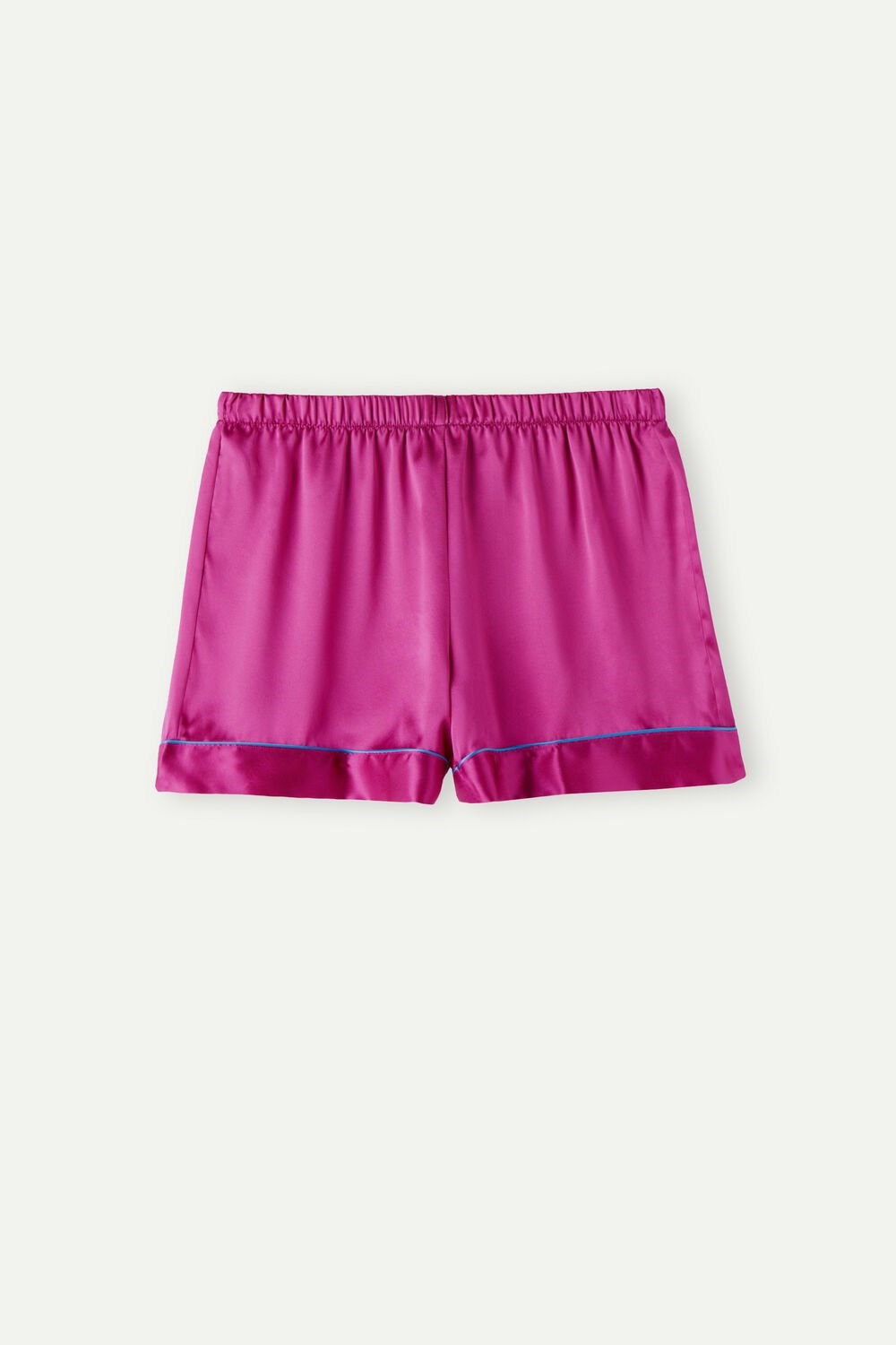 Pink - 206j - Valentine Pink Intimissimi Silk Shorts with Contrast Trim | YAWI-37826