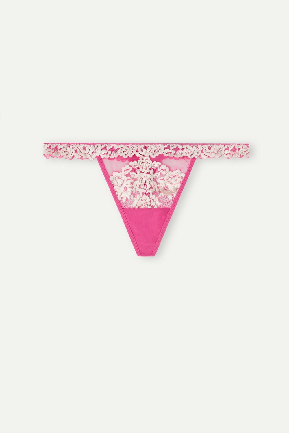 Pink - 213j - Valentine Pink / Ivory Intimissimi Pretty Flowers String Thong | BJGZ-36924