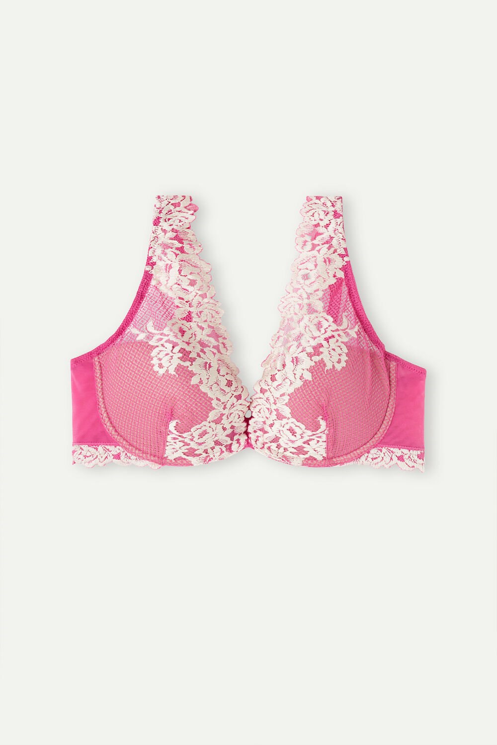 Pink - 213j - Valentine Pink / Ivory Intimissimi Pretty Flowers Elena Balconette Bra | GFQE-38659