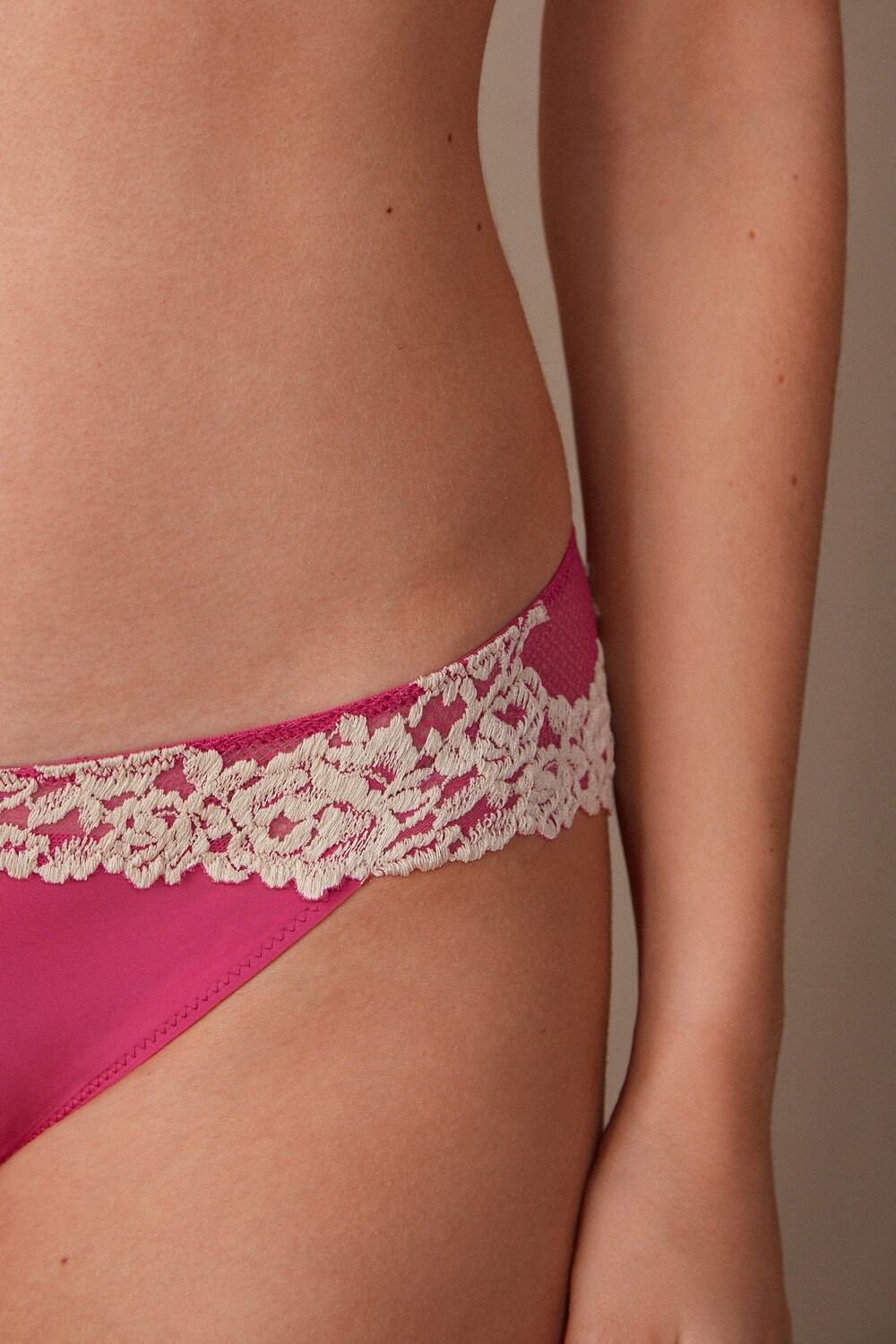 Pink - 213j - Valentine Pink / Ivory Intimissimi Pretty Flowers Panties | GXFN-17086