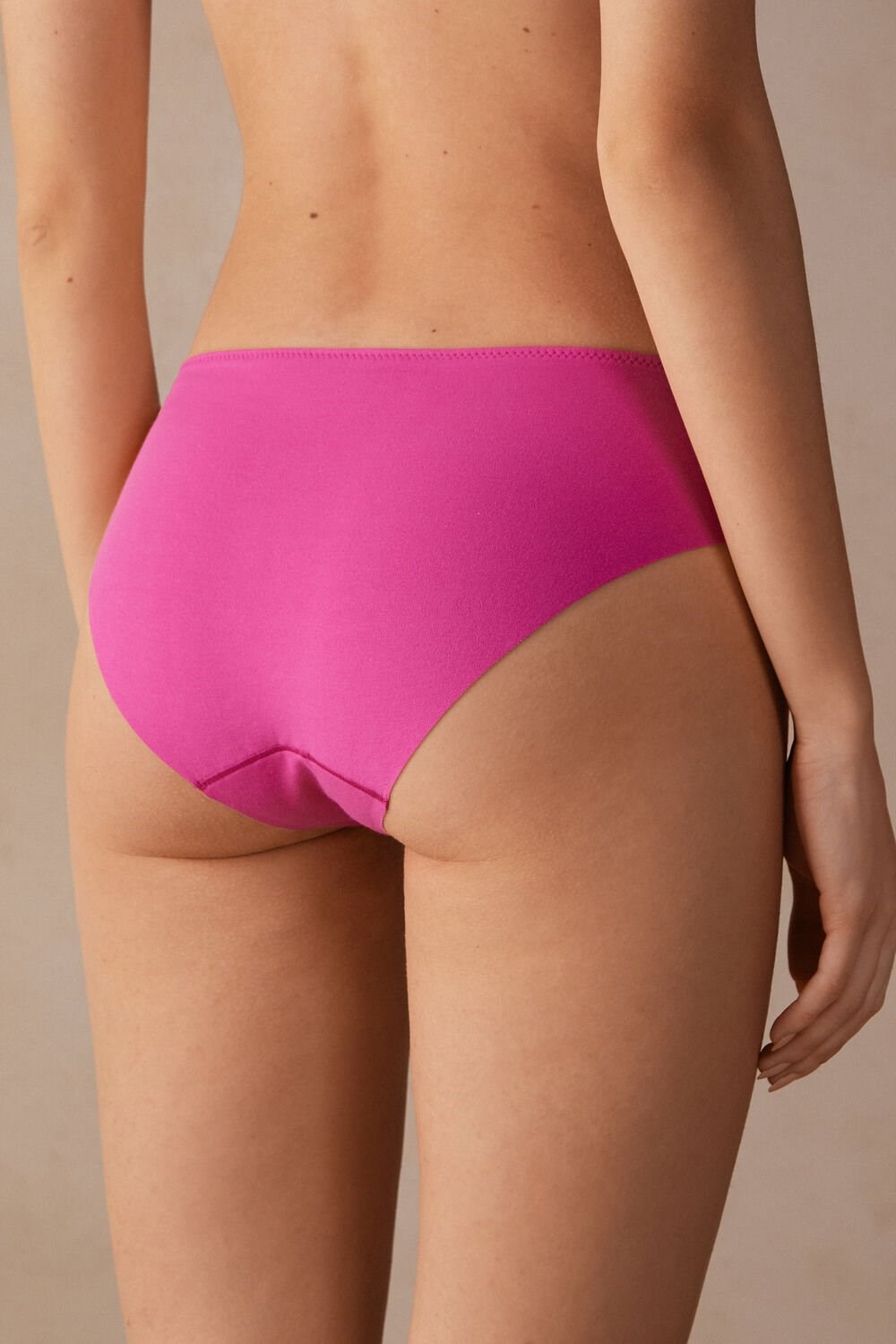 Pink - 213j - Valentine Pink / Ivory Intimissimi Pretty Flowers Seamless Cotton Panties | QMPJ-82905