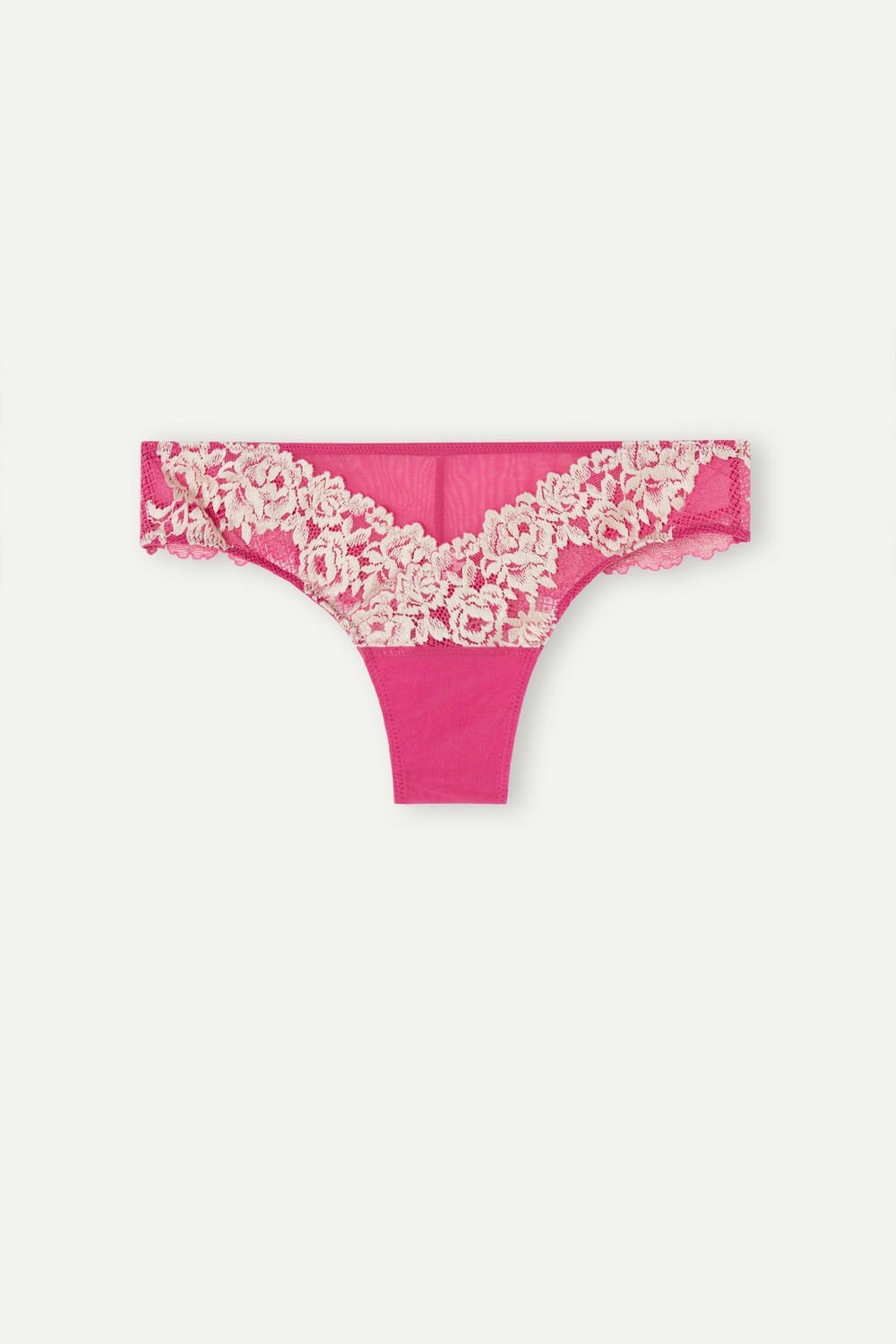 Pink - 213j - Valentine Pink / Ivory Intimissimi Pretty Flowers Brazilian | RAMS-19258