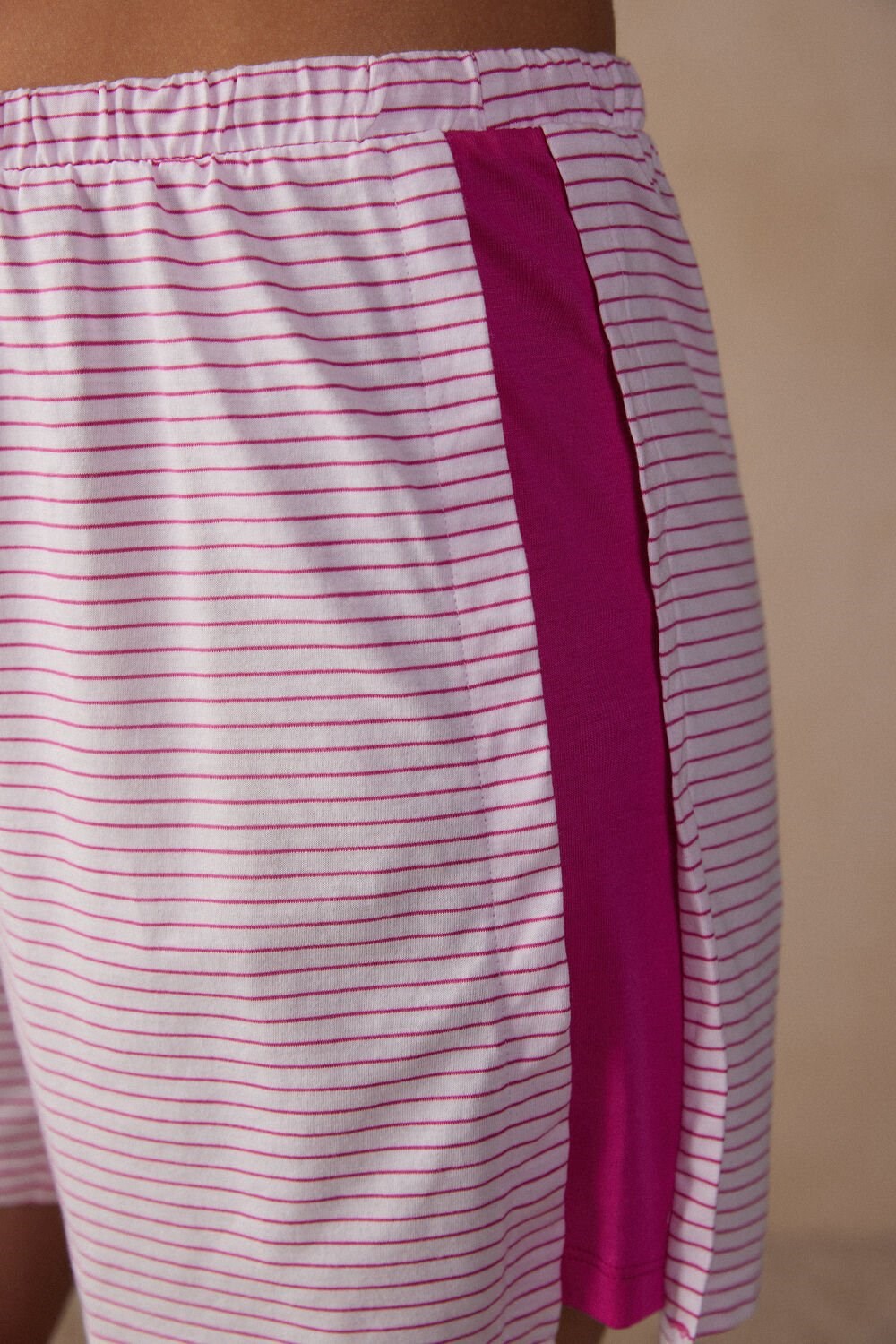 Pink - 247j - Valentine Pink Stripe Intimissimi Strawberry Milkshake Shorts in Supima® Cotton | VAZP-62389