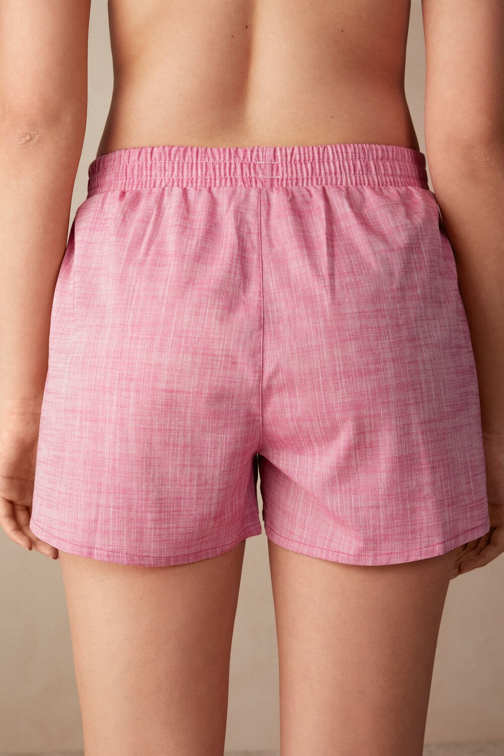 Pink - 248j - Chambray Valentine Pink Intimissimi Strawberry Milkshake Shorts in Cotton Cloth | UDYM-38751