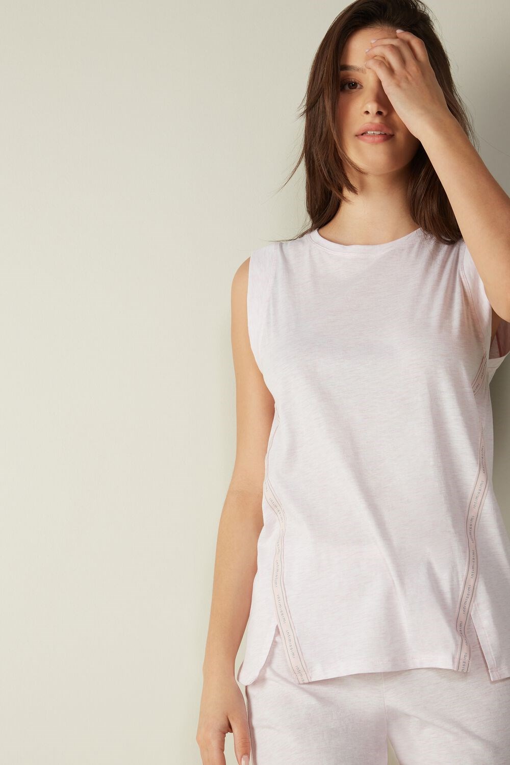 Pink - 639i - Primrose Pink Heather Intimissimi Sporty Cotton Camisole in Supima® Ultrafresh Cotton | TABV-34250