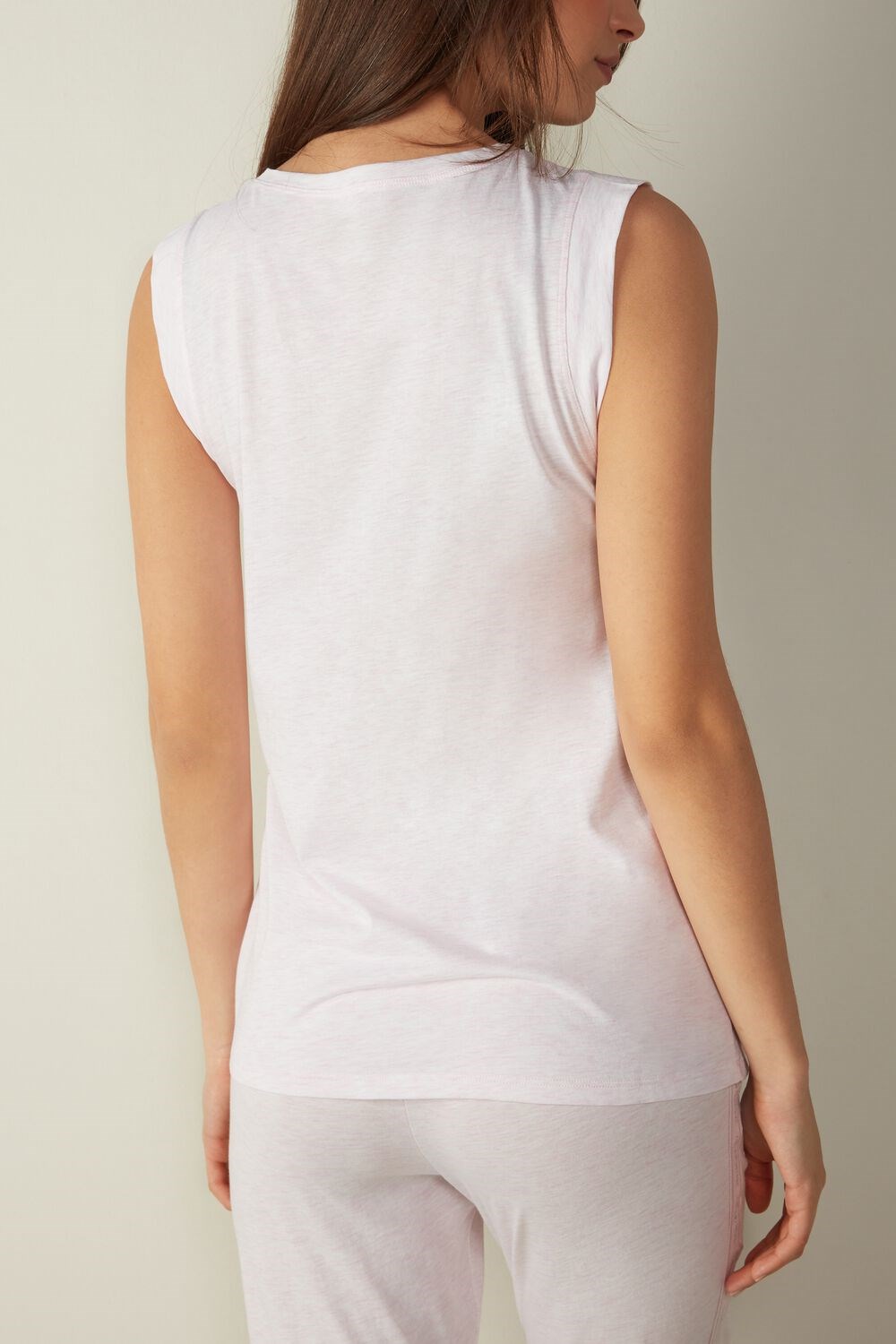 Pink - 639i - Primrose Pink Heather Intimissimi Sporty Cotton Camisole in Supima® Ultrafresh Cotton | TABV-34250