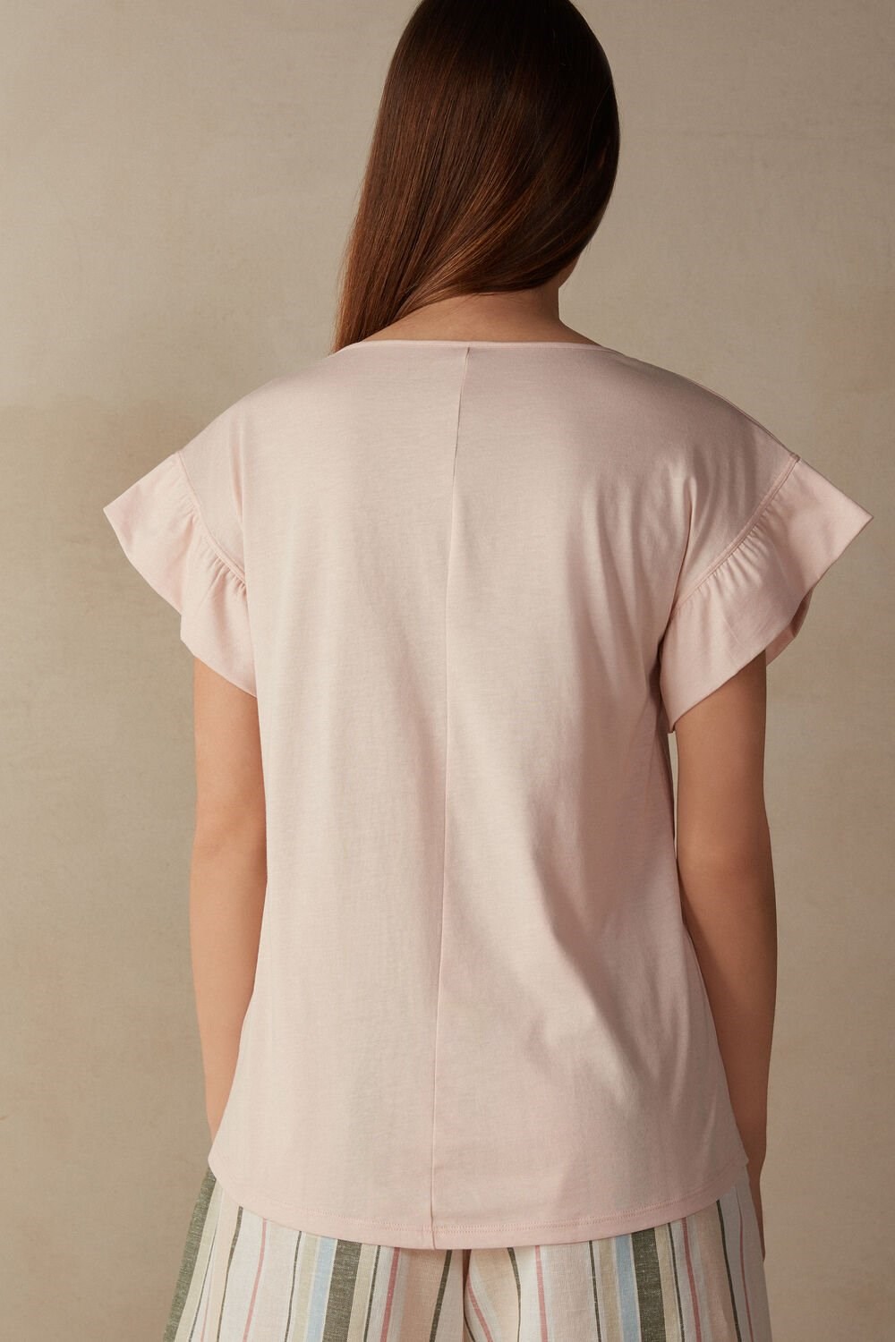 Pink - 873i - Light Pink Intimissimi Marine Holidays Short Sleeve Top in Supima® Ultrafresh Cotton | YHMW-09582