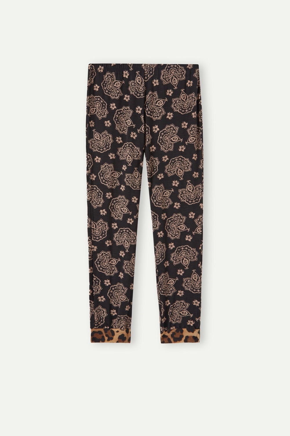 Print - 146j - Black Paisley / Animal Print Intimissimi Lady Animalier Modal Cuffed Pants | JGOR-21597