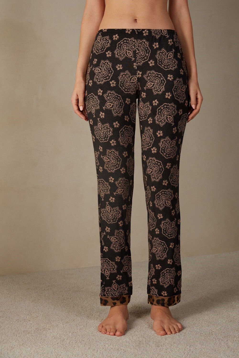 Print - 146j - Black Paisley / Animal Print Intimissimi Lady Animalier Modal Pants | KYWR-63058