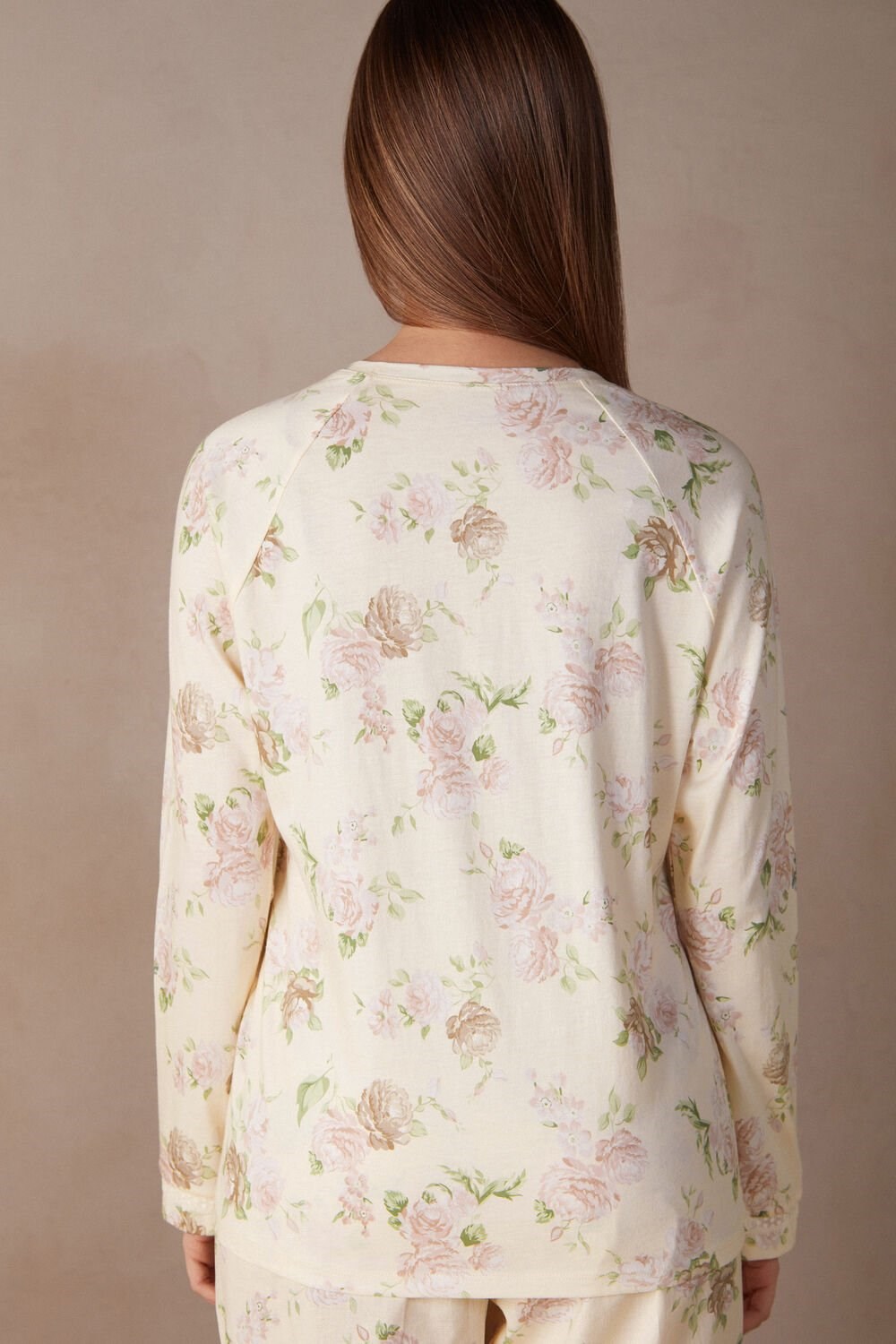 Print - 205j - Scent Of Roses Print Intimissimi Scent of Roses Long Sleeve Cotton T-shirt | DWJS-39642