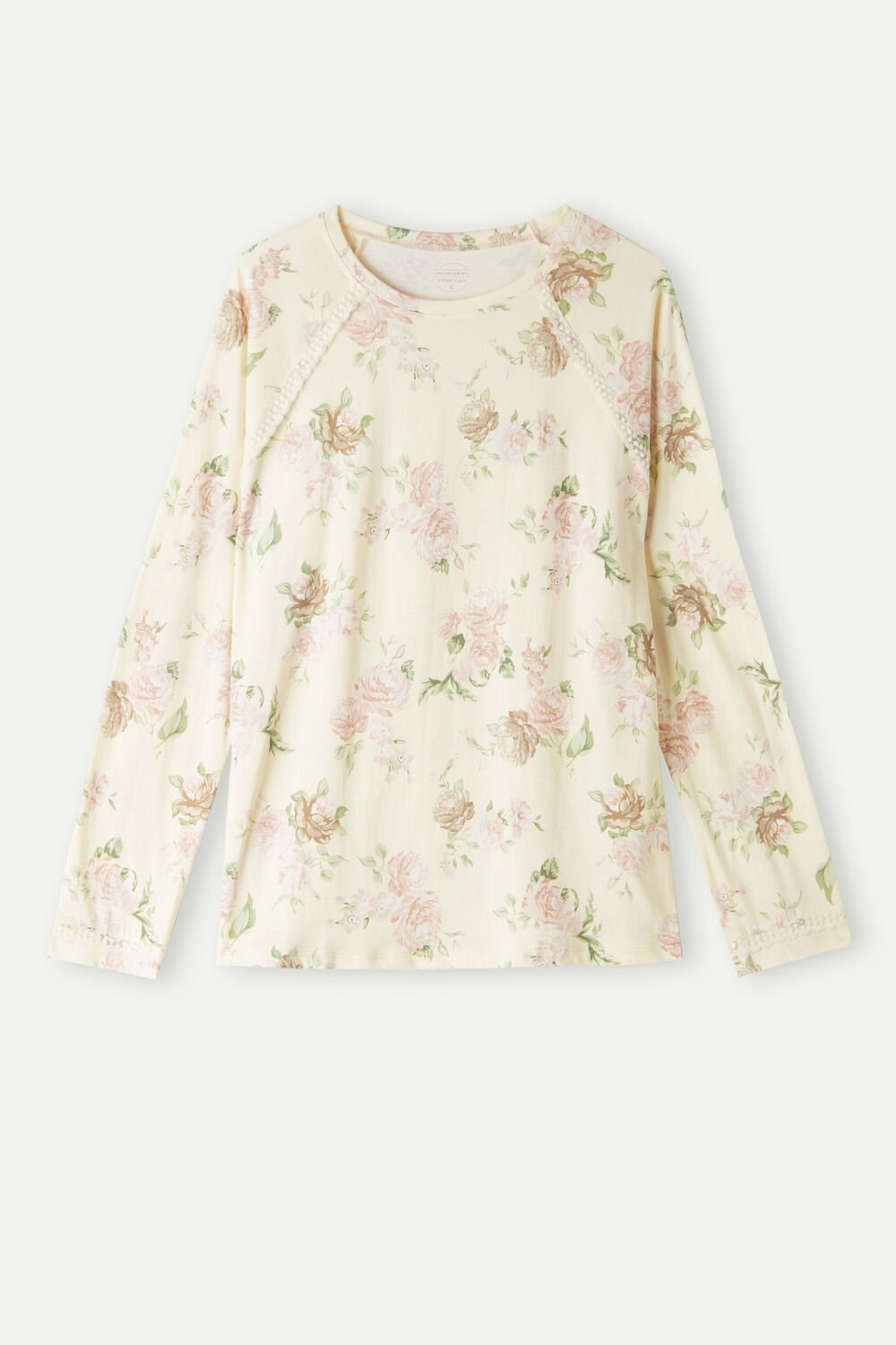 Print - 205j - Scent Of Roses Print Intimissimi Scent of Roses Long Sleeve Cotton T-shirt | DWJS-39642