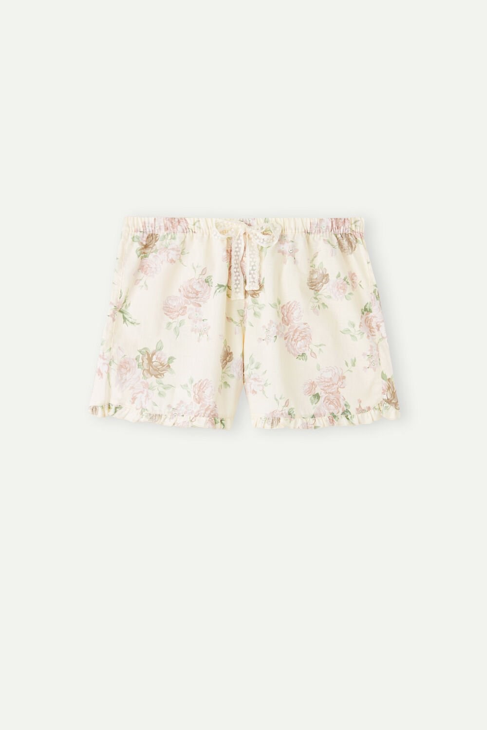 Print - 205j - Scent Of Roses Print Intimissimi Scent of Roses Cotton Cloth Shorts | IBPM-19573