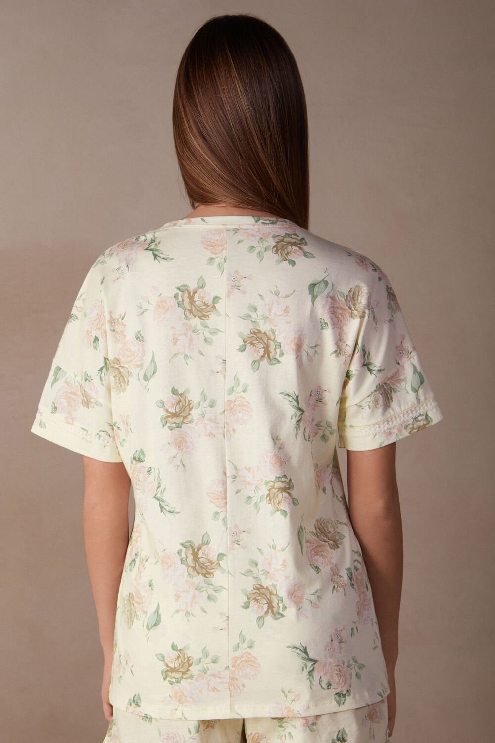 Print - 205j - Scent Of Roses Print Intimissimi Scent of Roses Short Sleeve Cotton T-shirt | QKAM-69184