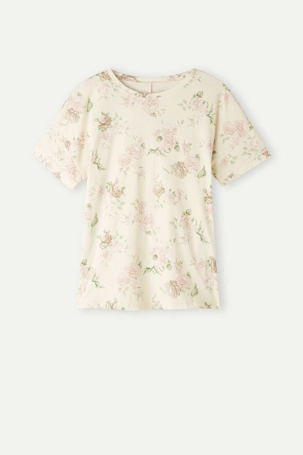 Print - 205j - Scent Of Roses Print Intimissimi Scent of Roses Short Sleeve Cotton T-shirt | QKAM-69184