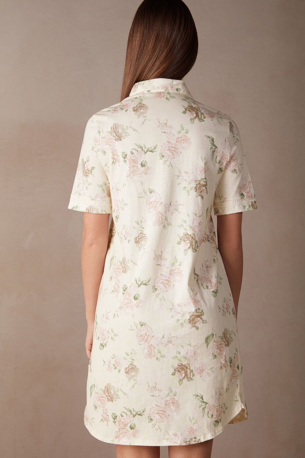 Print - 205j - Scent Of Roses Print Intimissimi Scent of Roses Cotton Nightshirt | XADT-14260