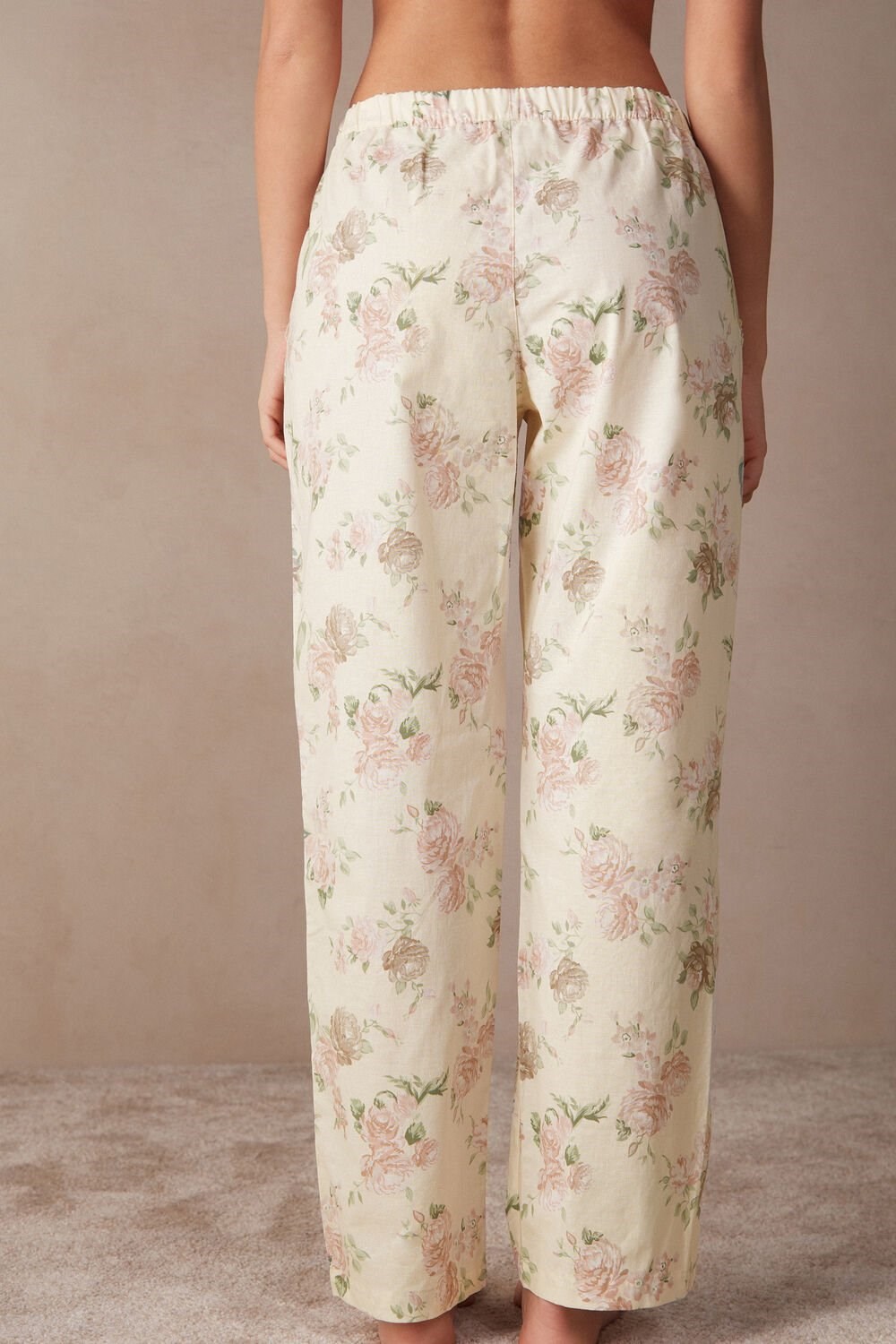 Print - 205j - Scent Of Roses Print Intimissimi Scent of Roses Full Length Cotton Cloth Pants | YQBT-31956