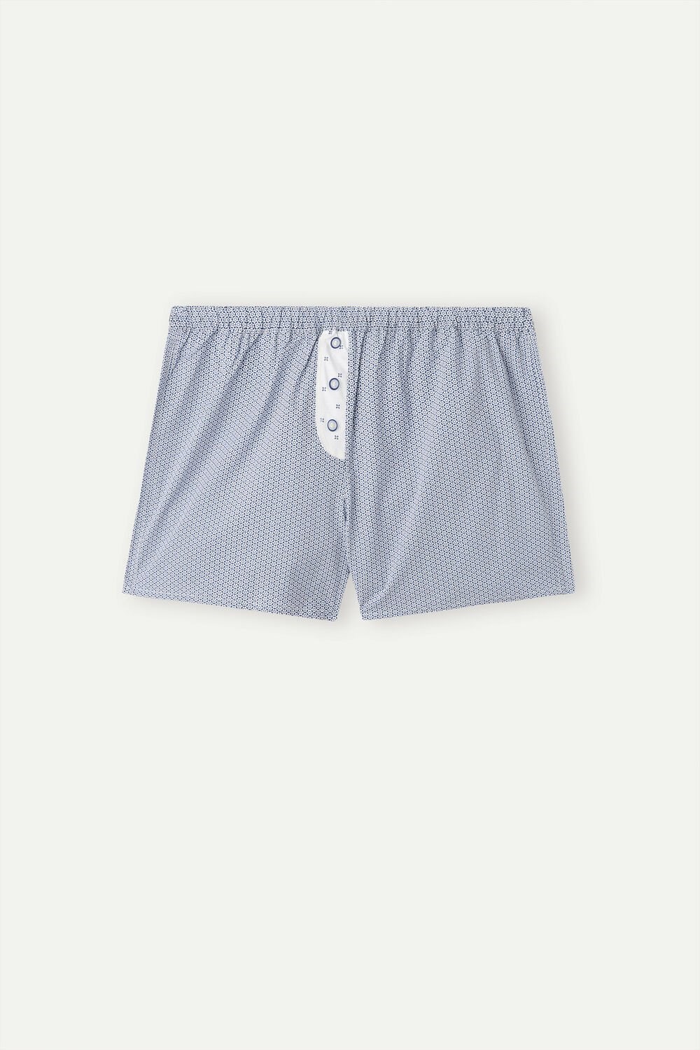 Print - 246j - Blue Santorini Print Intimissimi Santorini View Cotton Cloth Shorts | QUEW-32175