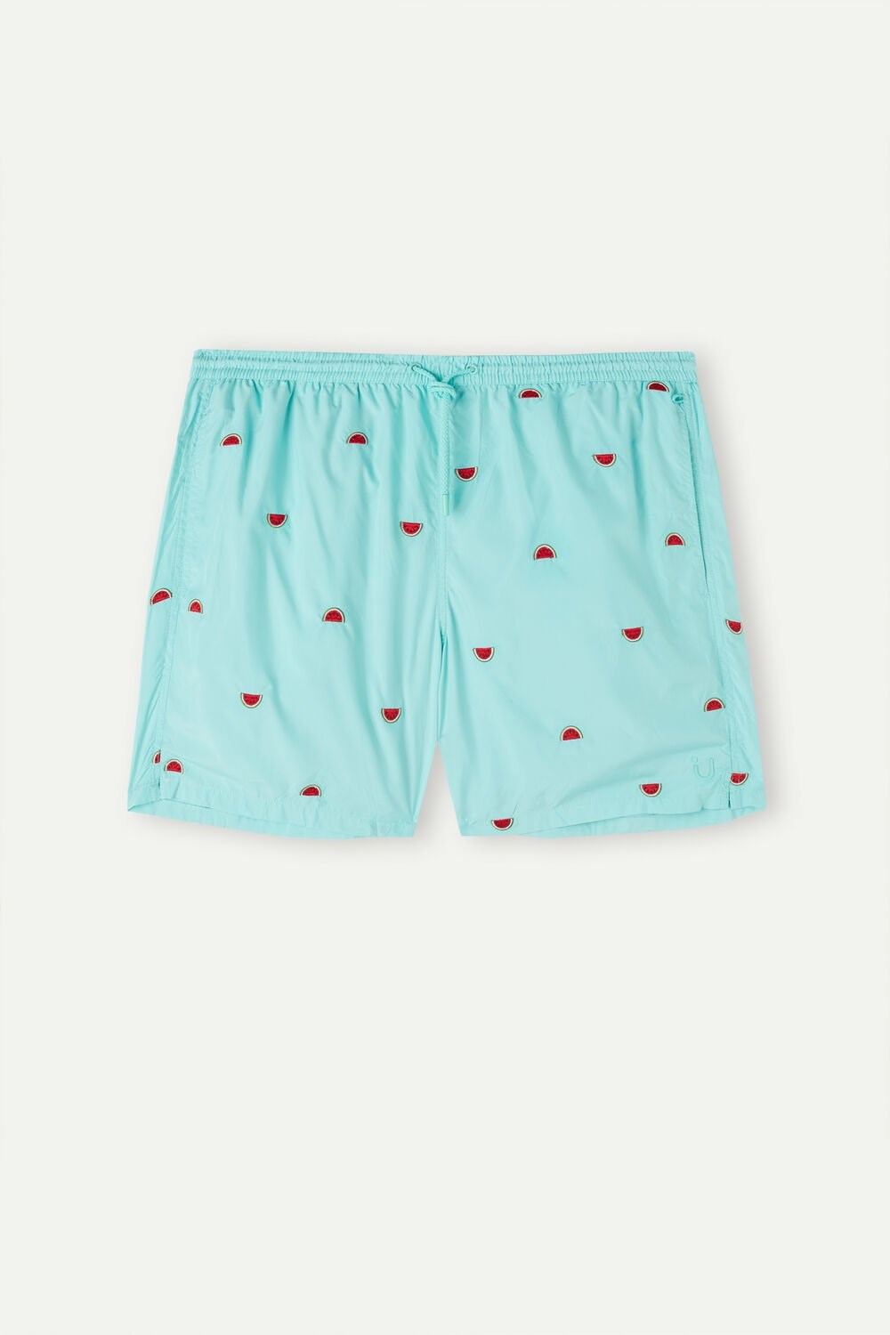 Print - 255j - Aqua Green Watermelon Embroidery Intimissimi Embroidered Watermelon Swim Trunks | CLGQ-67315