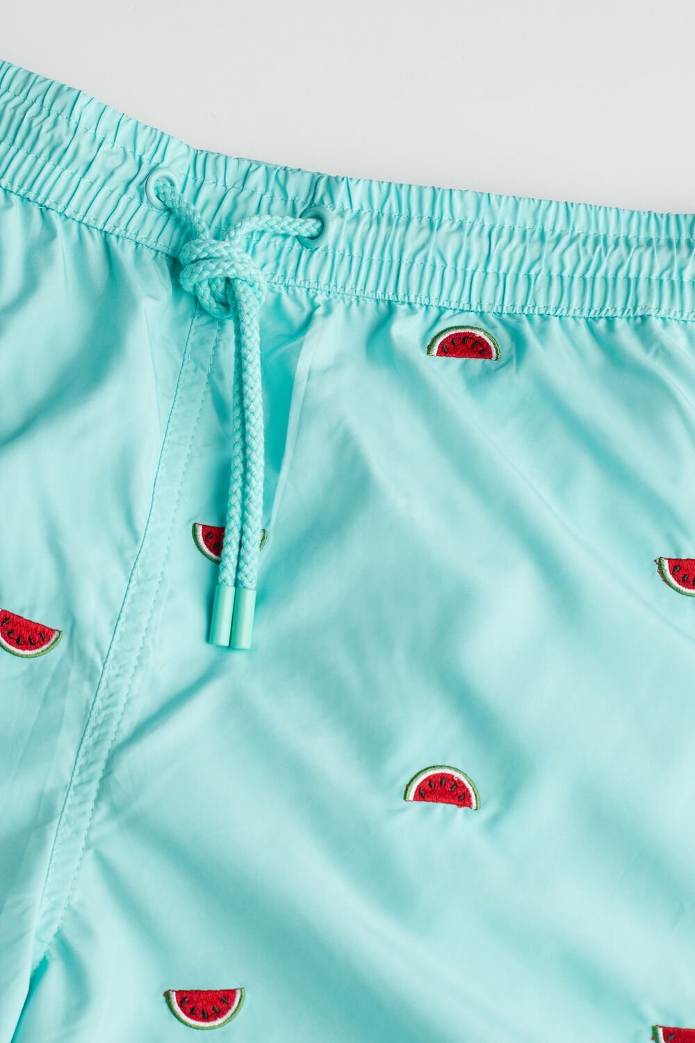 Print - 255j - Aqua Green Watermelon Embroidery Intimissimi Embroidered Watermelon Swim Trunks | CLGQ-67315