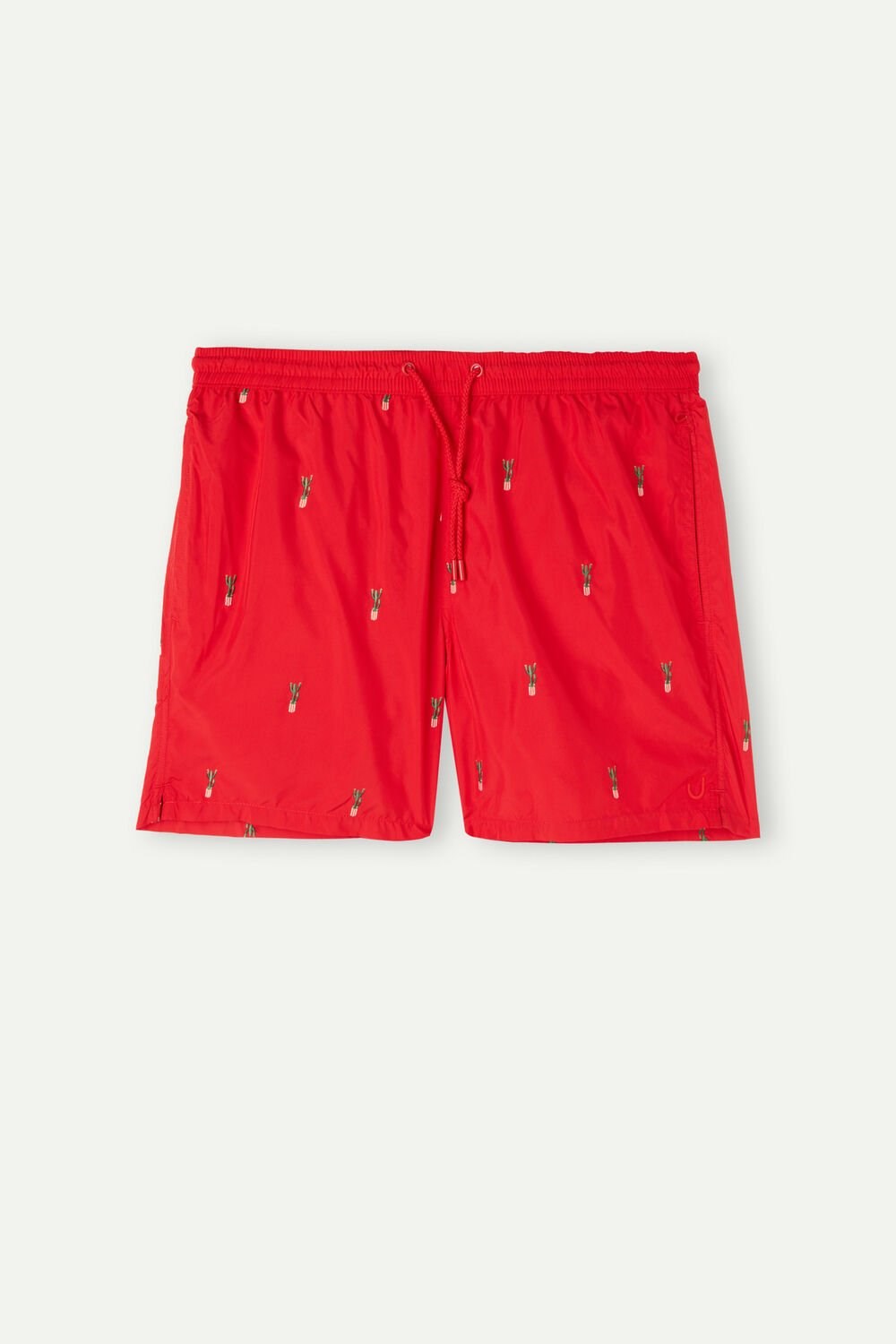 Print - 258j - Red Cactus Embroidery Intimissimi Embroidered Cactus Swim Trunks | UPBH-10835