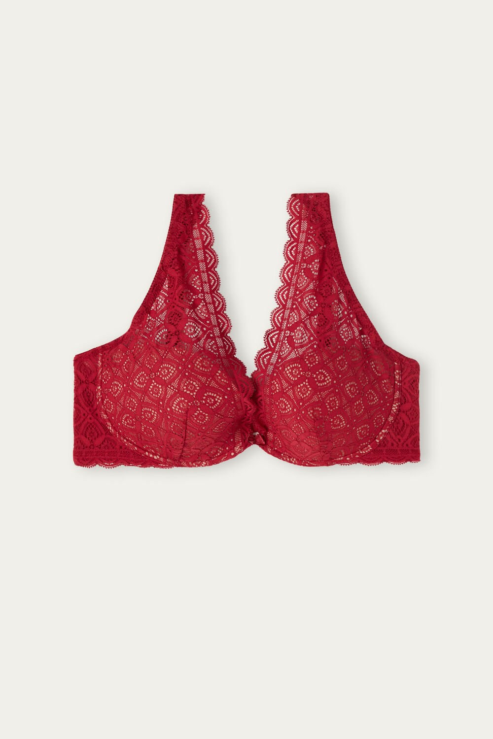 Red - 1473 - Red Intimissimi Elena Balconette Bra in Lace | NVIR-76034