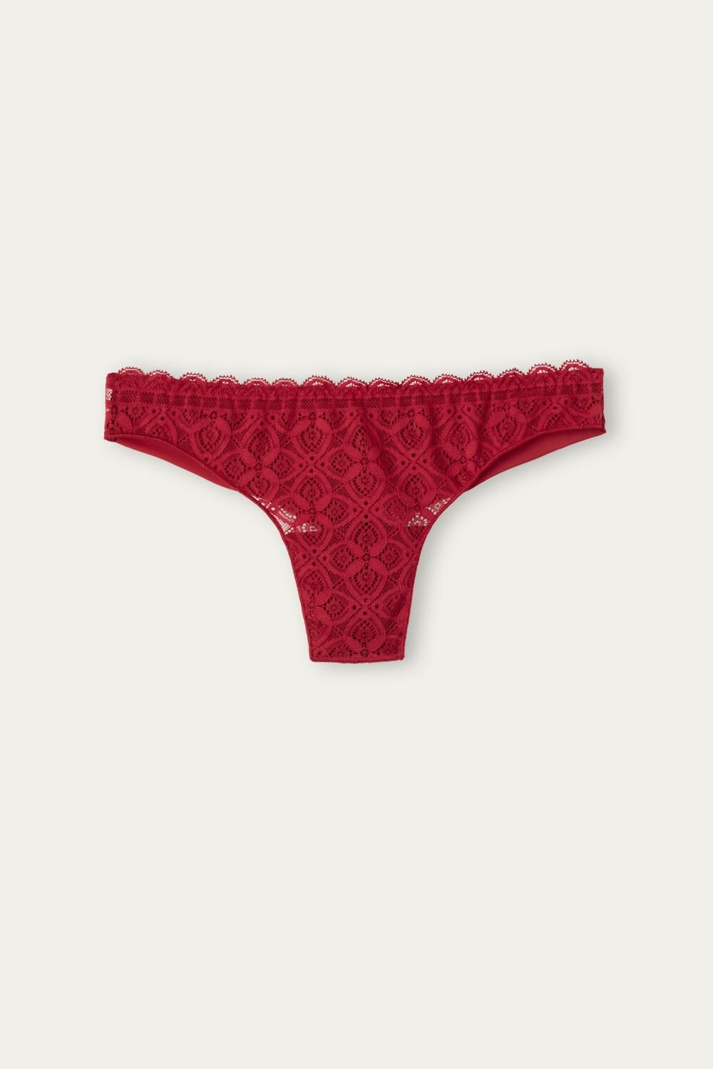 Red - 1473 - Red Intimissimi Lace and Microfiber Brazilian | HSAW-62903