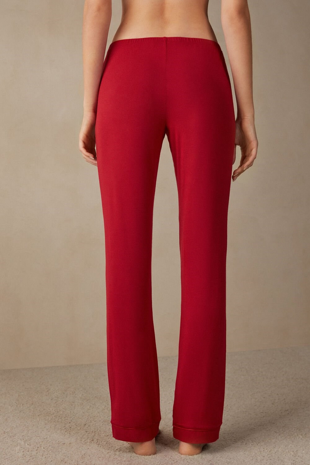 Red - 1473 - Red Intimissimi Long Micromodal Trousers | VEDN-09815