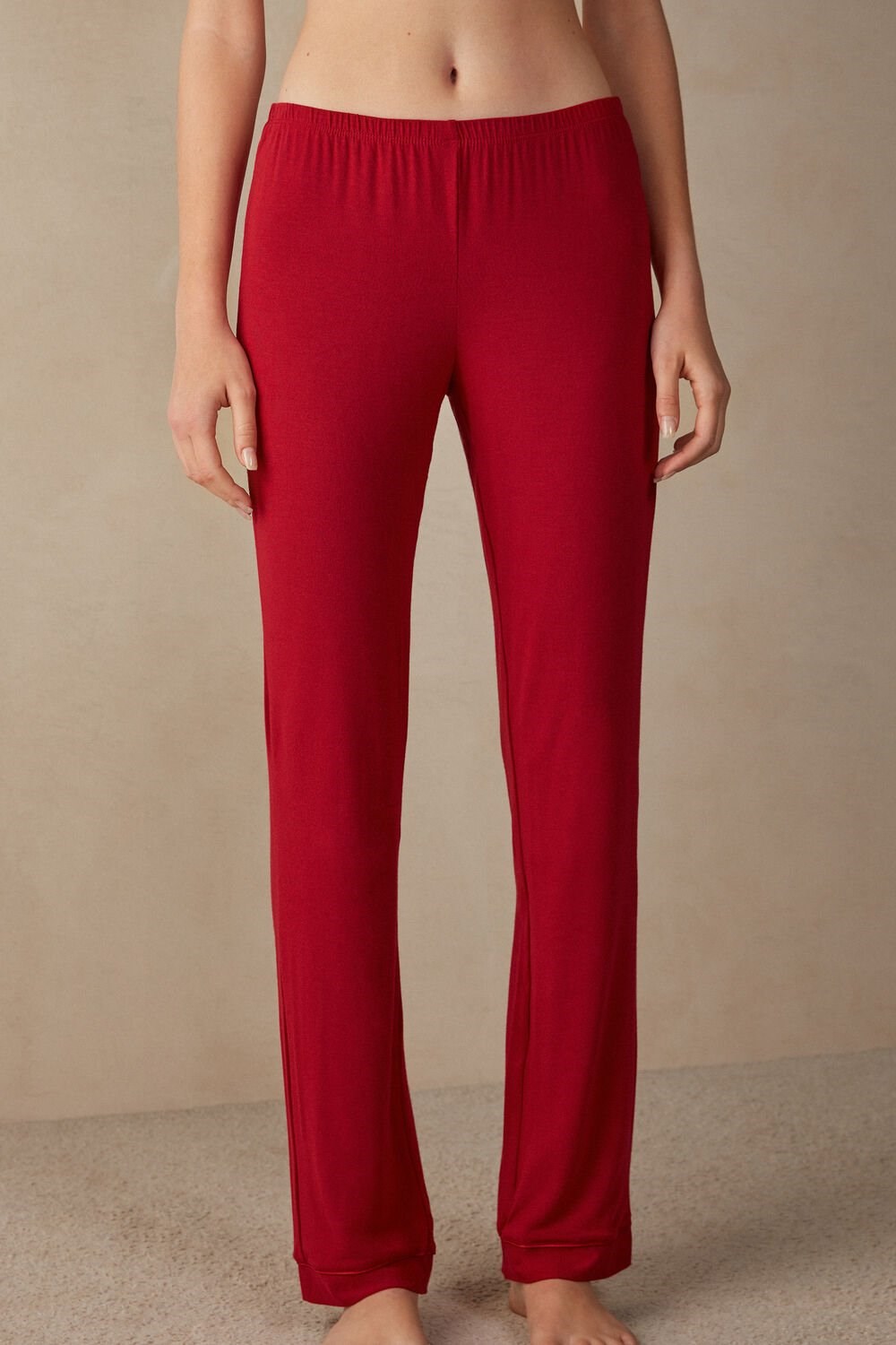 Red - 1473 - Red Intimissimi Long Micromodal Trousers | VEDN-09815